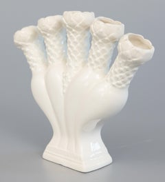 Antique English White Creamware Tulip Vase Tulipiere