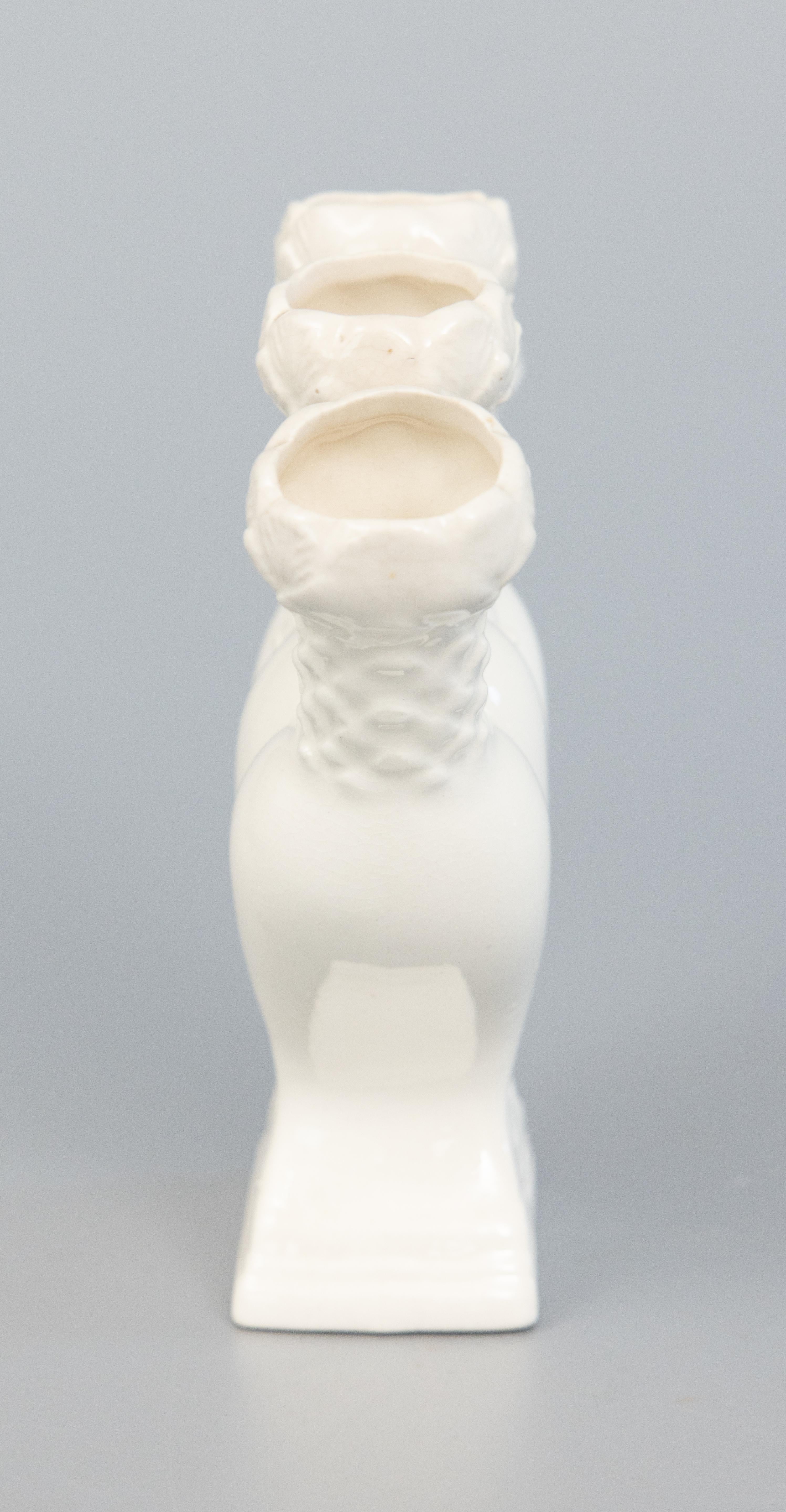 Ceramic Antique English White Creamware Tulip Vase Tulipiere