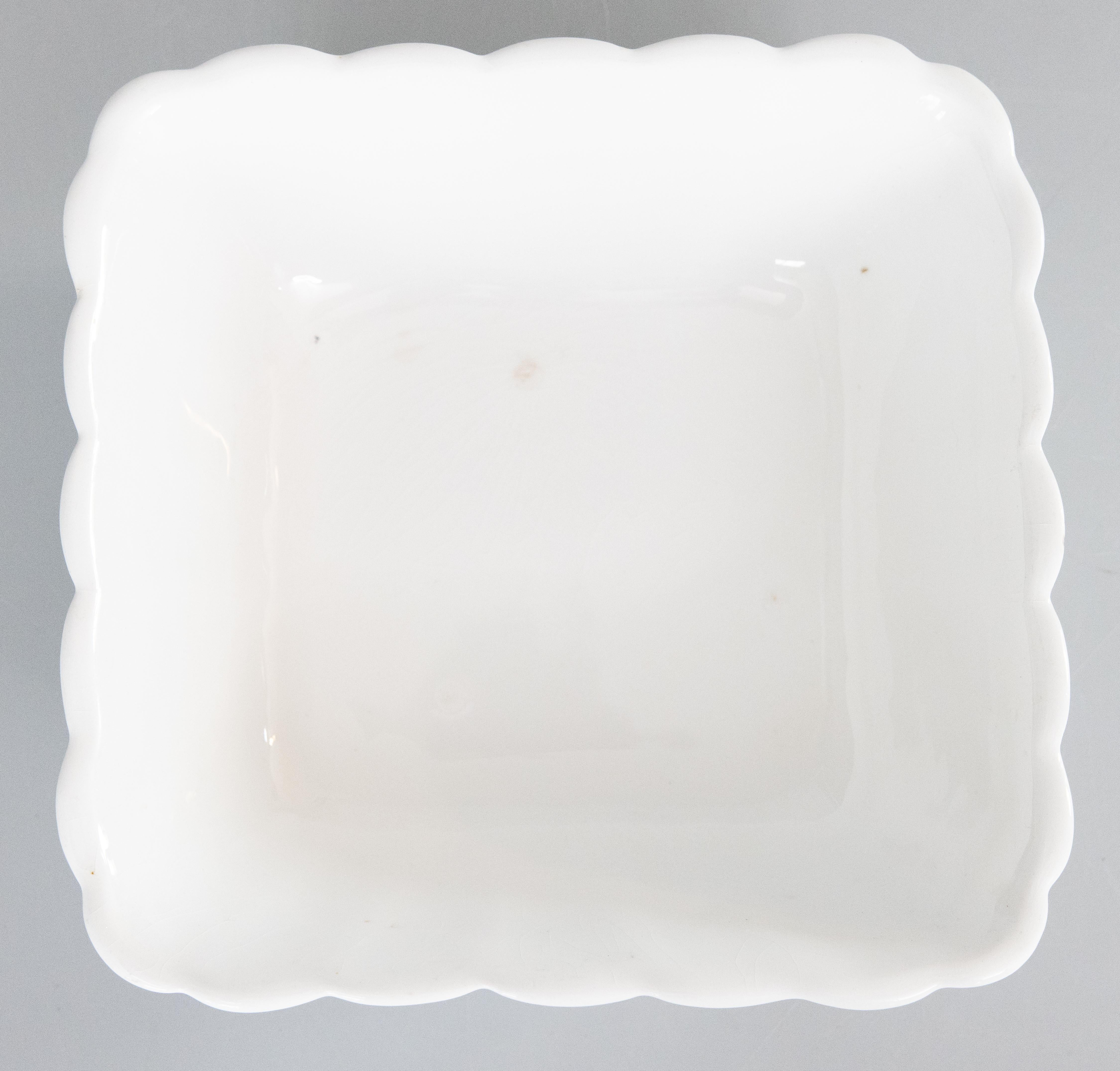 Antique English White Ironstone Fluted Lady Finger Square Bowl Dish, circa 1900 For Sale 2
