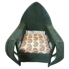 Antiker englischer Korbstuhl, handgeflochtenes Rattan, Vintage-Design, 1920er Jahre