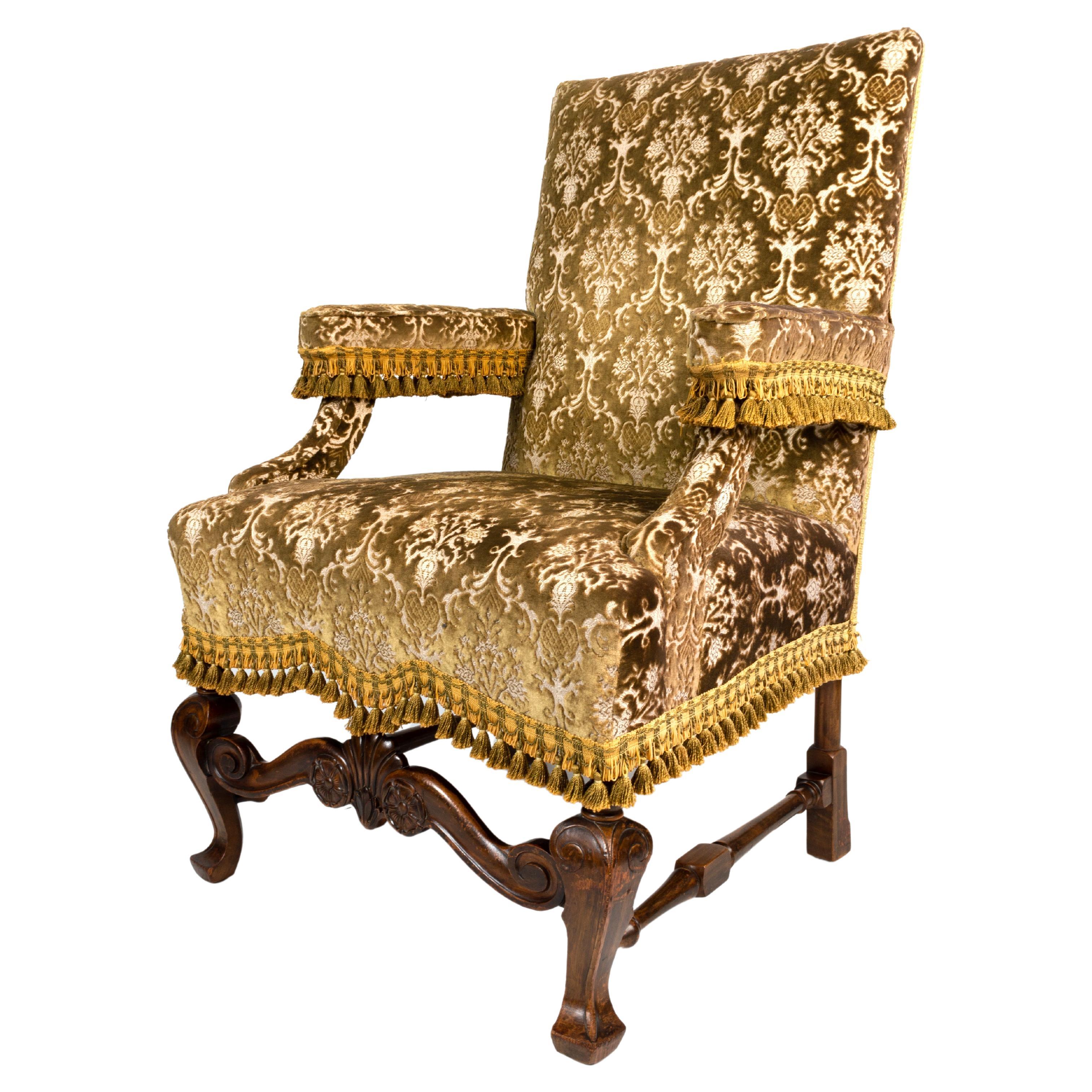 Antique English William and Mary Revival Elbow Chair Armchair