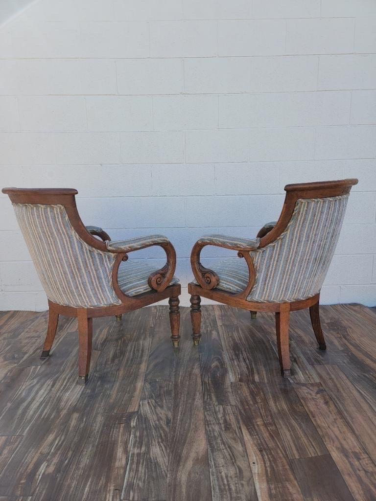 Mid-20th Century Antique English William IV Carved Mahogany Bergere Armchairs, Set of 4