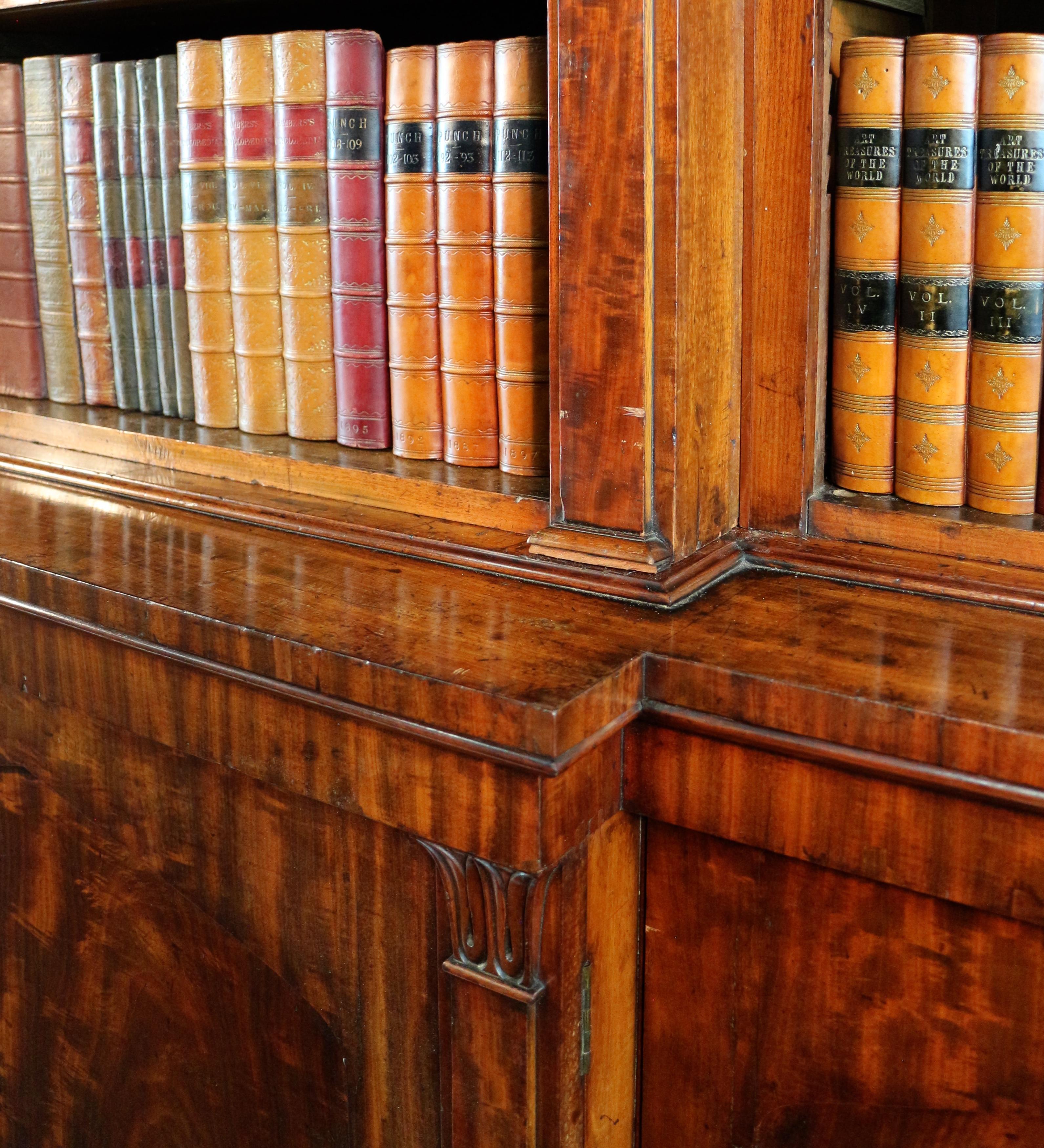 Antique English William IV Mahogany Breakfront Library Bookcase 1