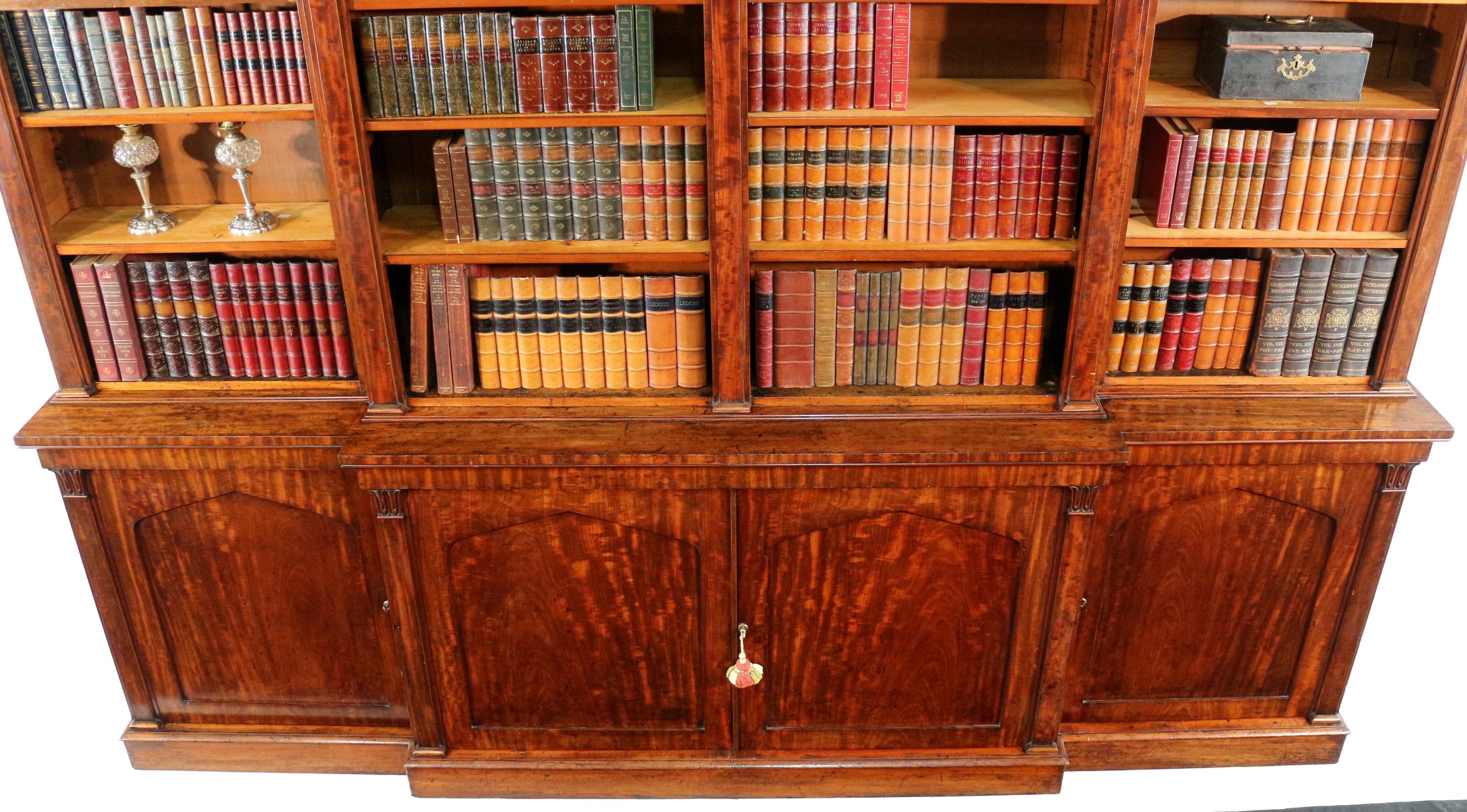 Antique English William IV Mahogany Breakfront Library Bookcase 2