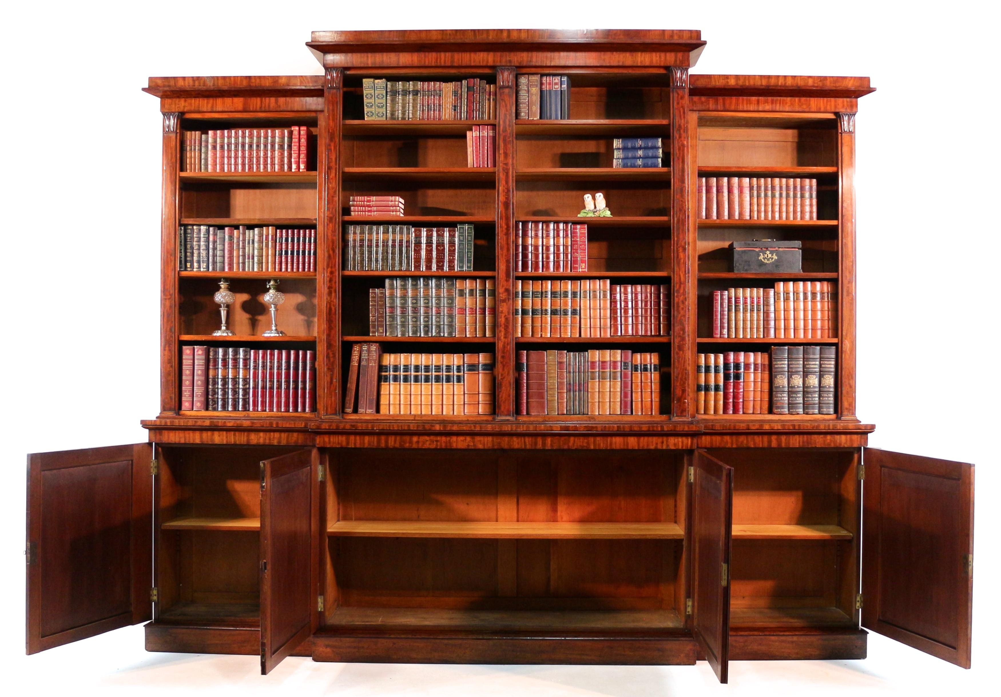 Antique English William IV Mahogany Breakfront Library Bookcase 4