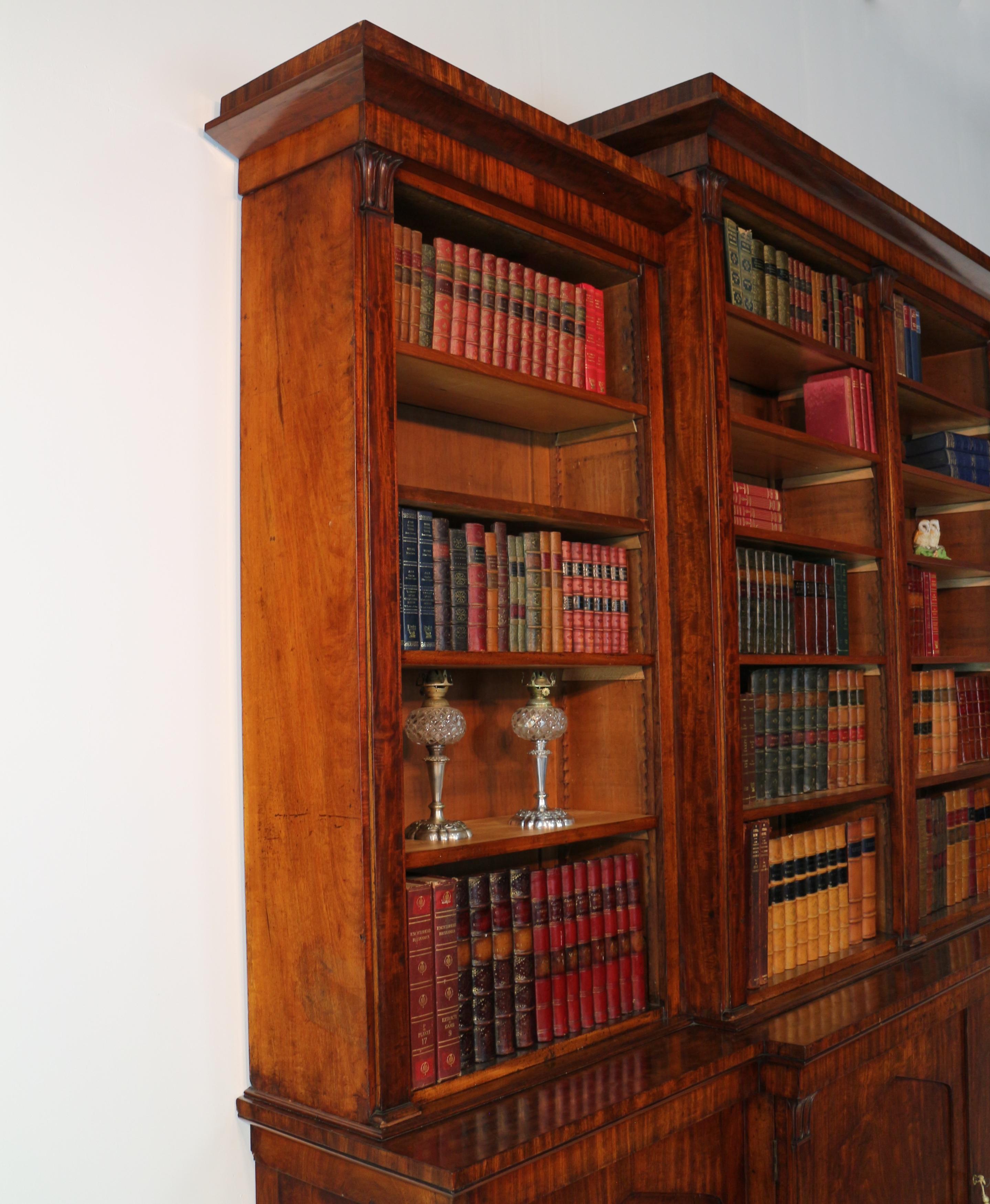 Antique English William IV Mahogany Breakfront Library Bookcase 6