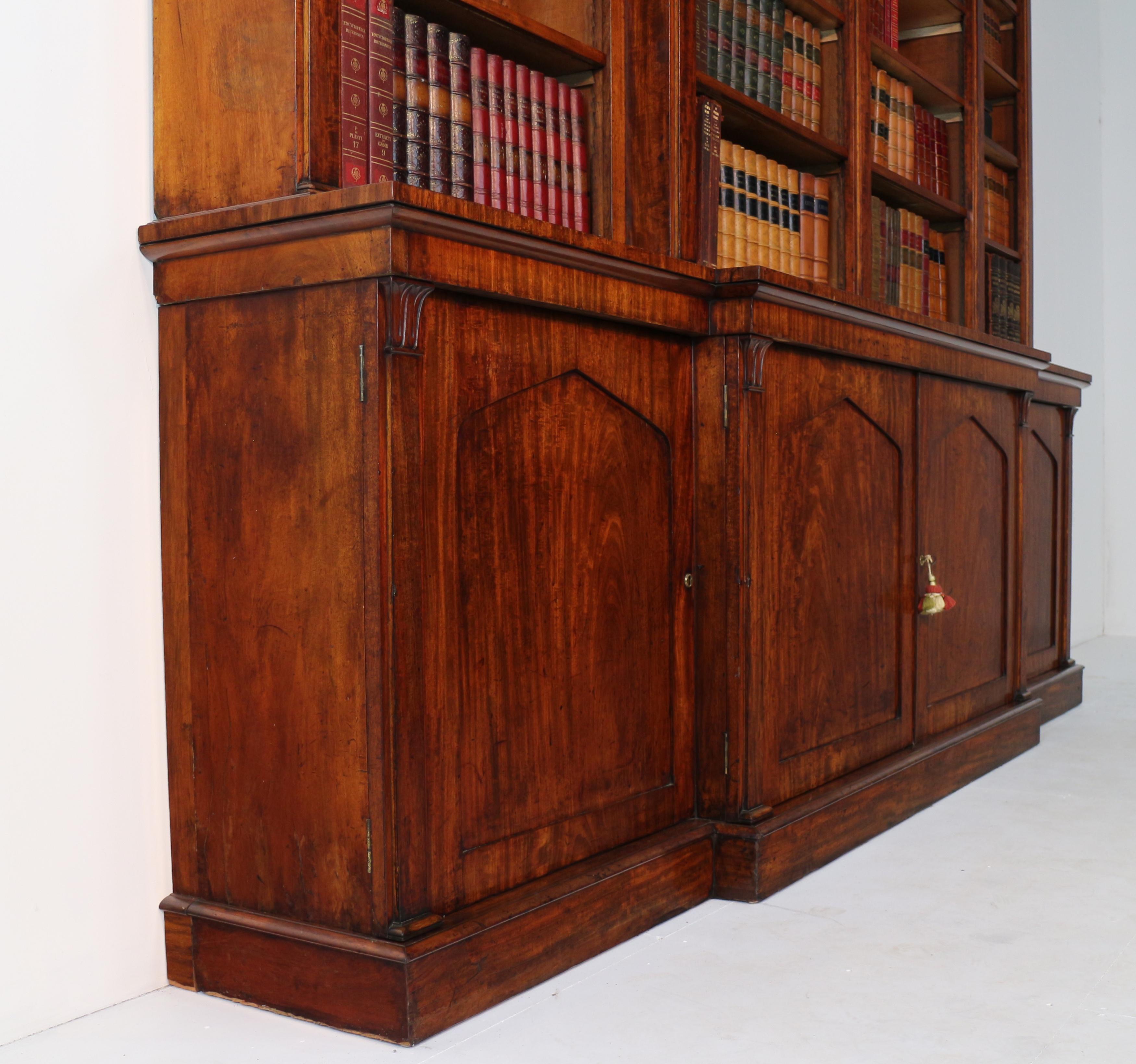 Antique English William IV Mahogany Breakfront Library Bookcase 7