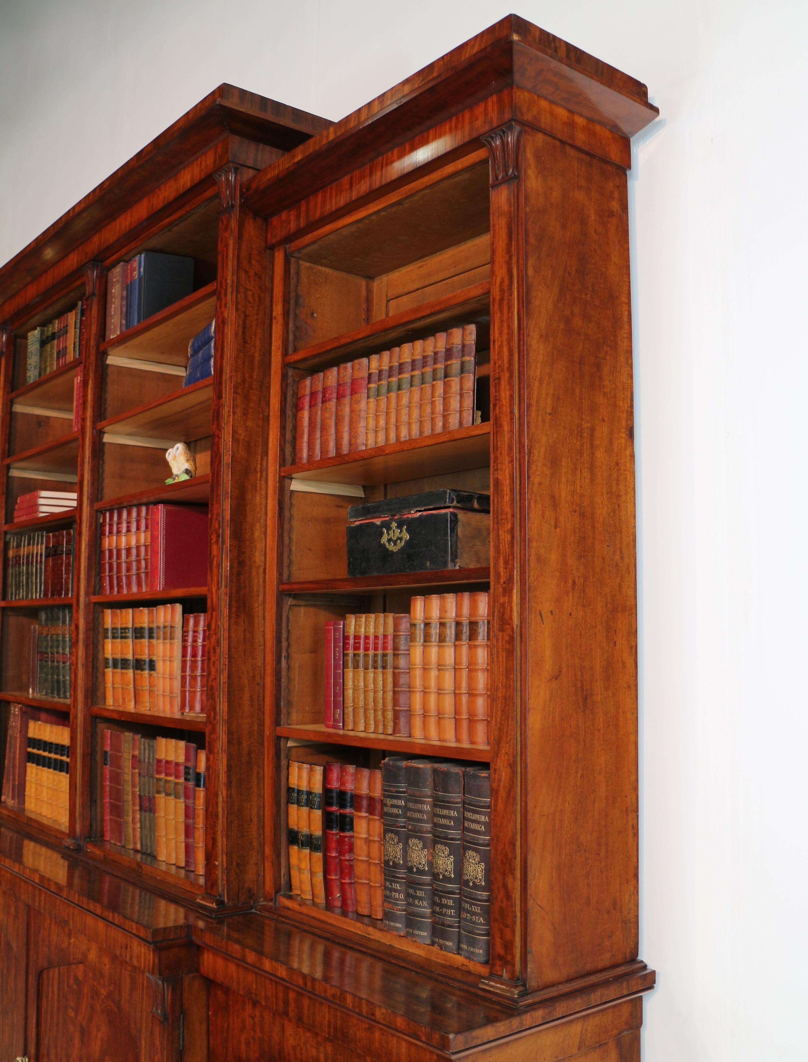 Antique English William IV Mahogany Breakfront Library Bookcase 8