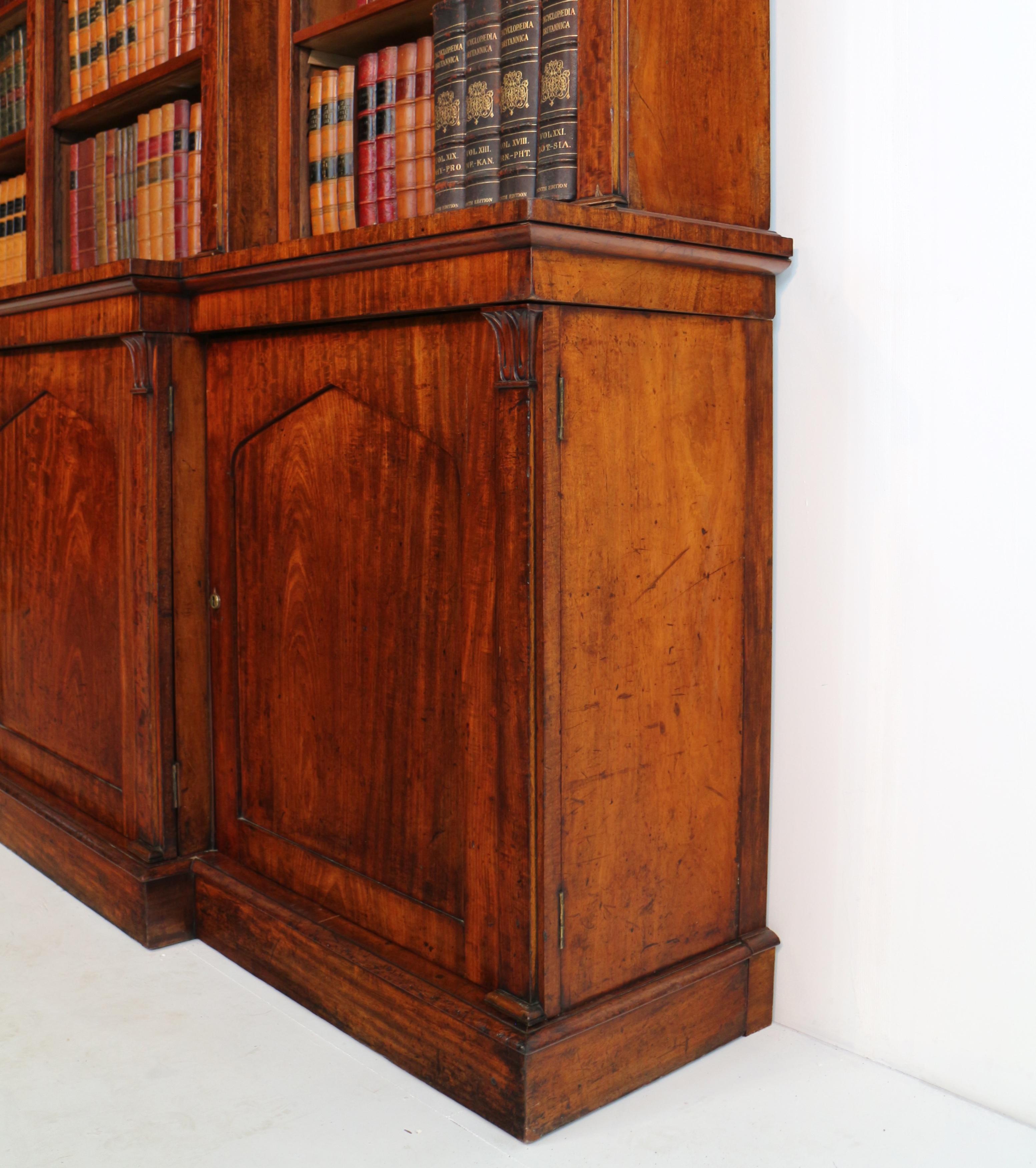 Antique English William IV Mahogany Breakfront Library Bookcase 9