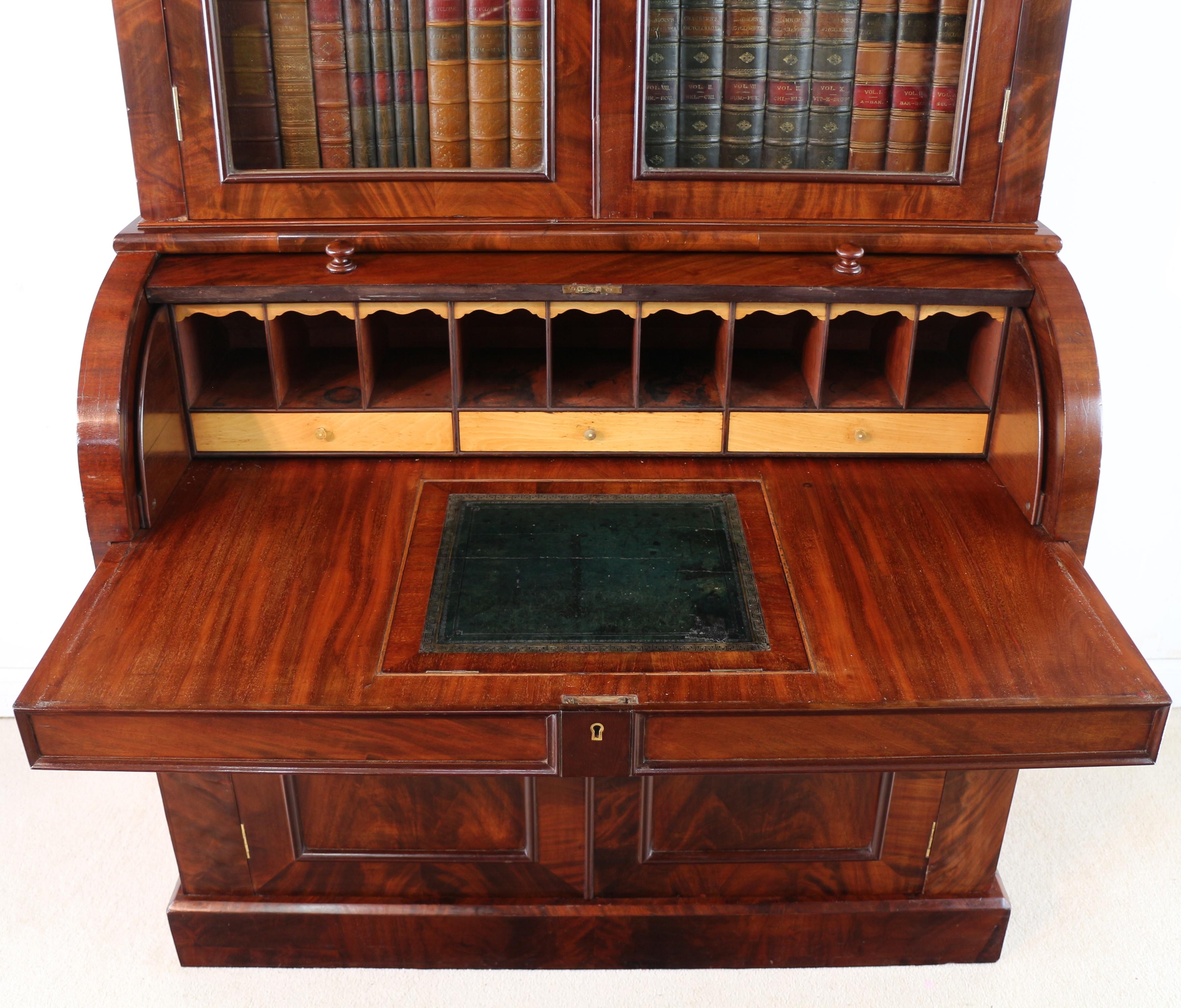 Antique English William IV Mahogany Cylinder Bookcase 5