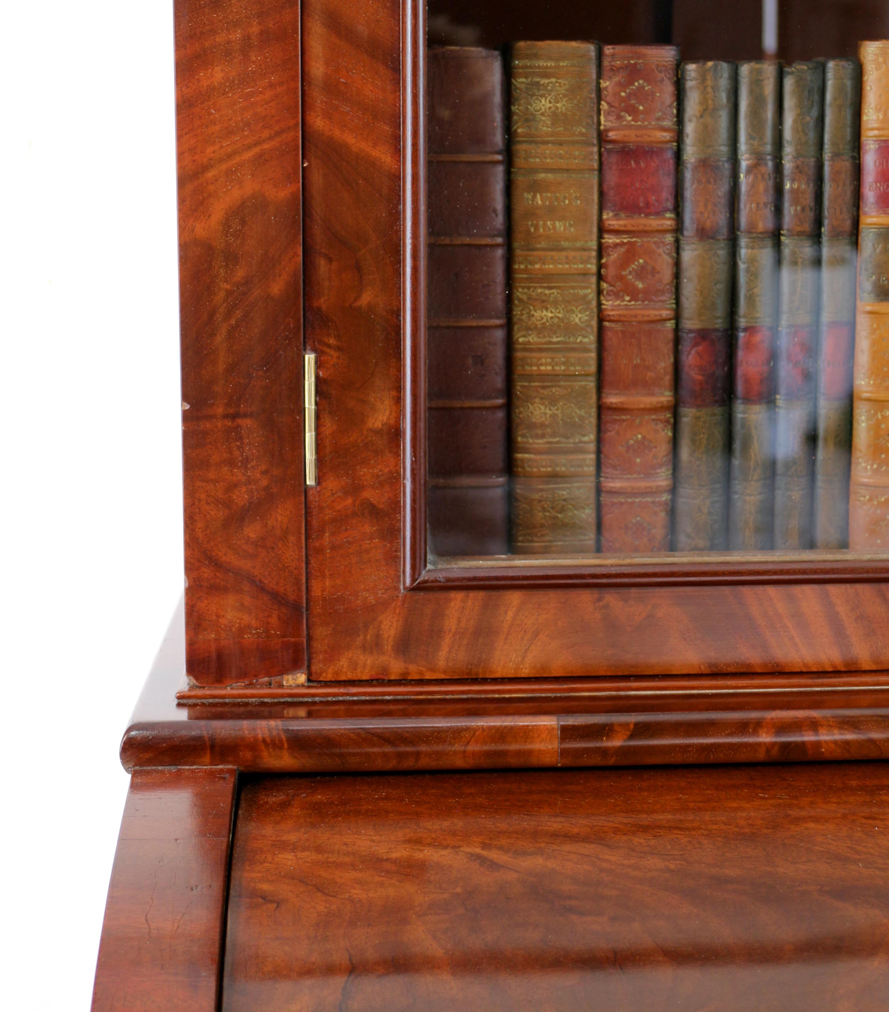 Antique English William IV Mahogany Cylinder Bookcase 8