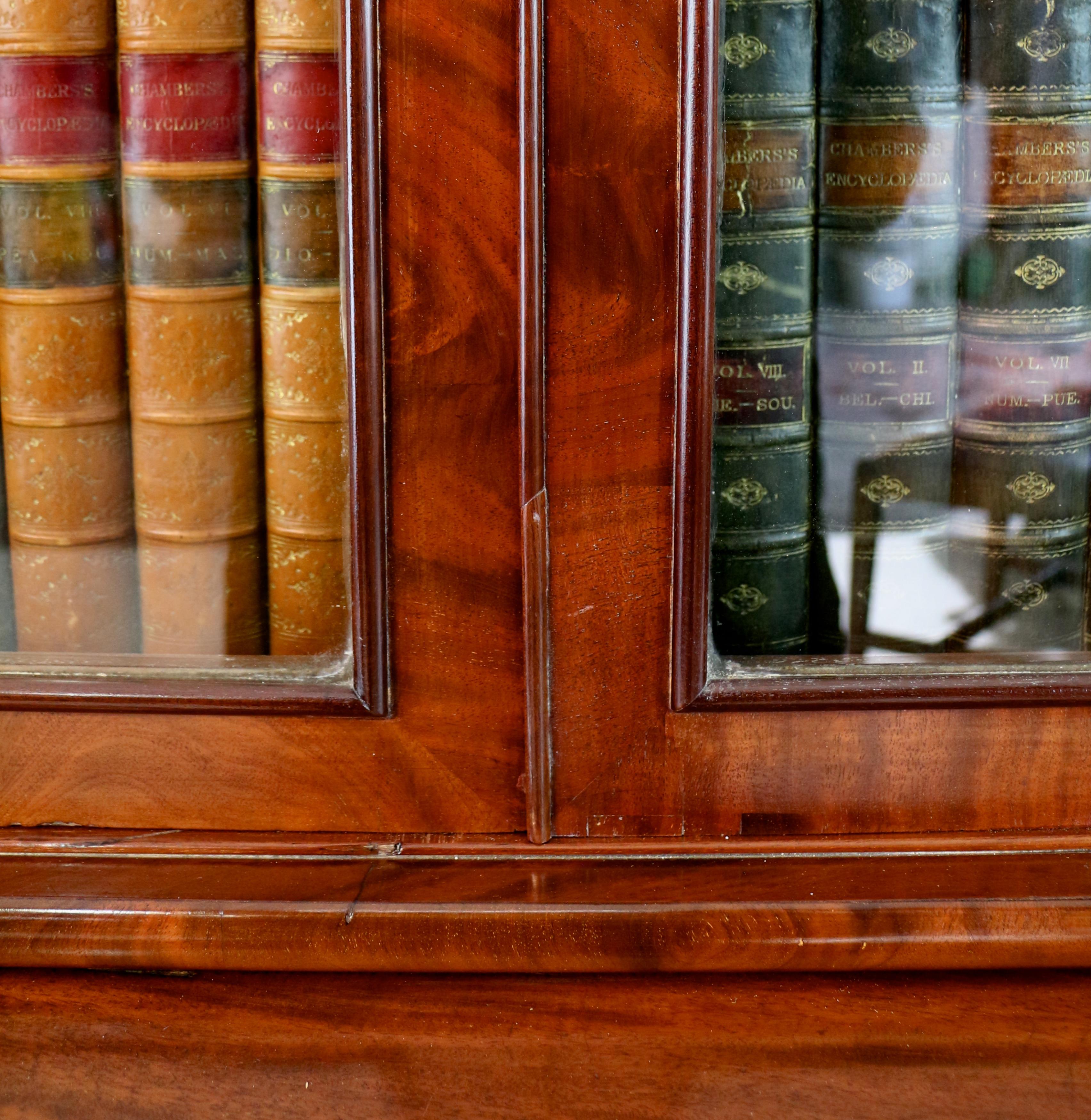 Antique English William IV Mahogany Cylinder Bookcase 9