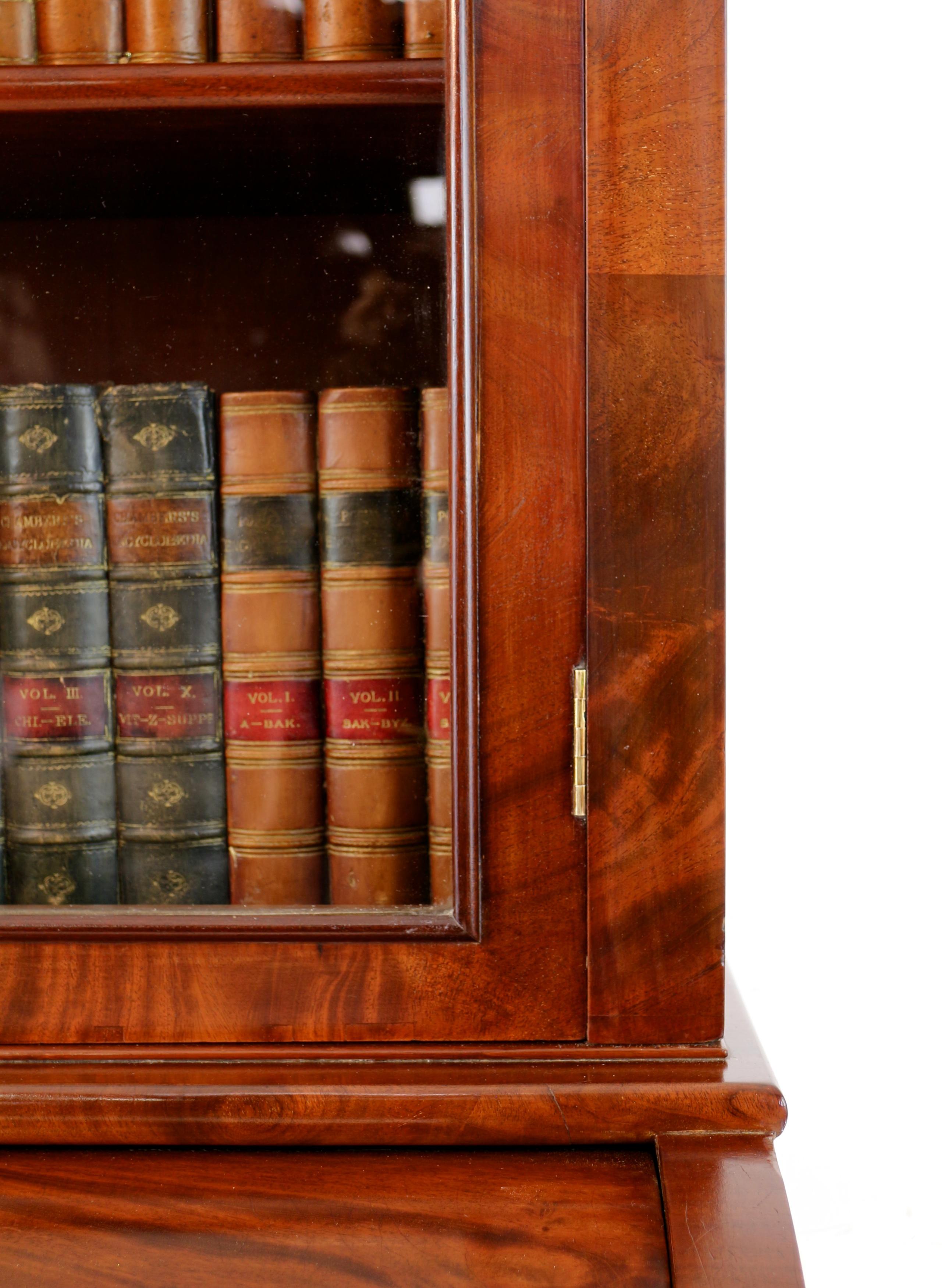 Antique English William IV Mahogany Cylinder Bookcase 10