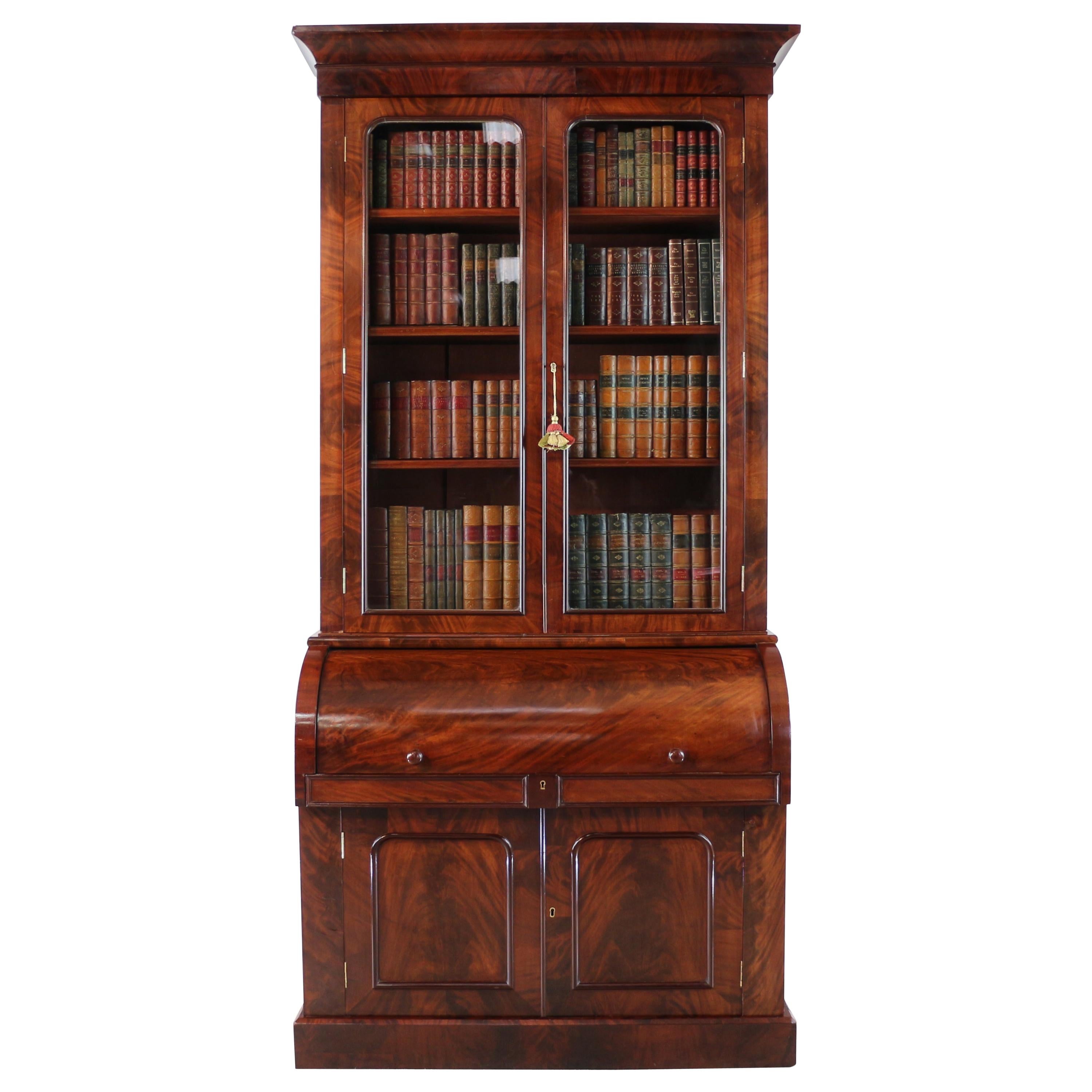 Antique English William IV Mahogany Cylinder Bookcase