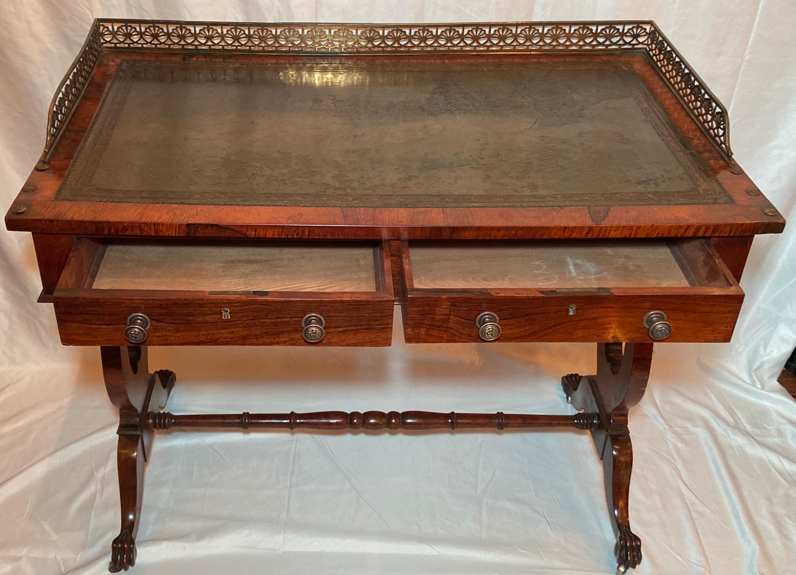 William IV Antique English Regency Period Rosewood Writing Table, circa 1810-1820 For Sale