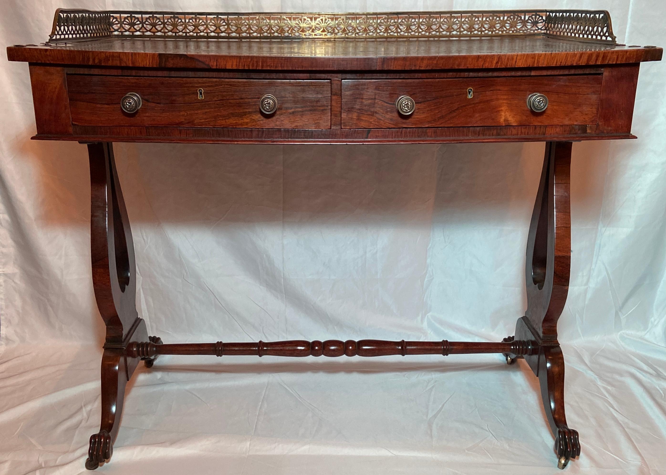 Antique English Regency Period Rosewood Writing Table, circa 1810-1820 In Good Condition For Sale In New Orleans, LA