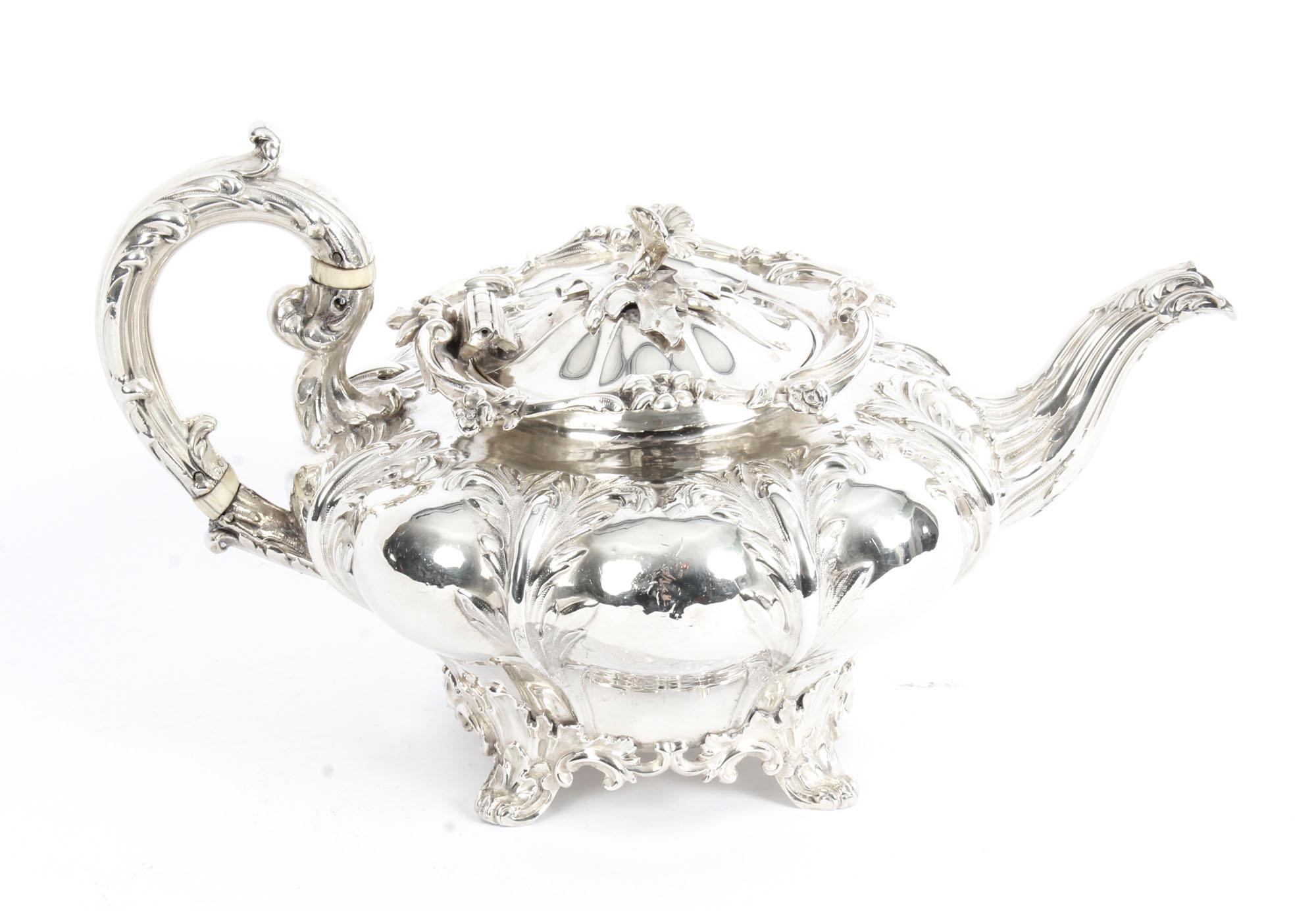 Antique English William IV Silver Tea Set Edward Bernard & Sons London 1833 6