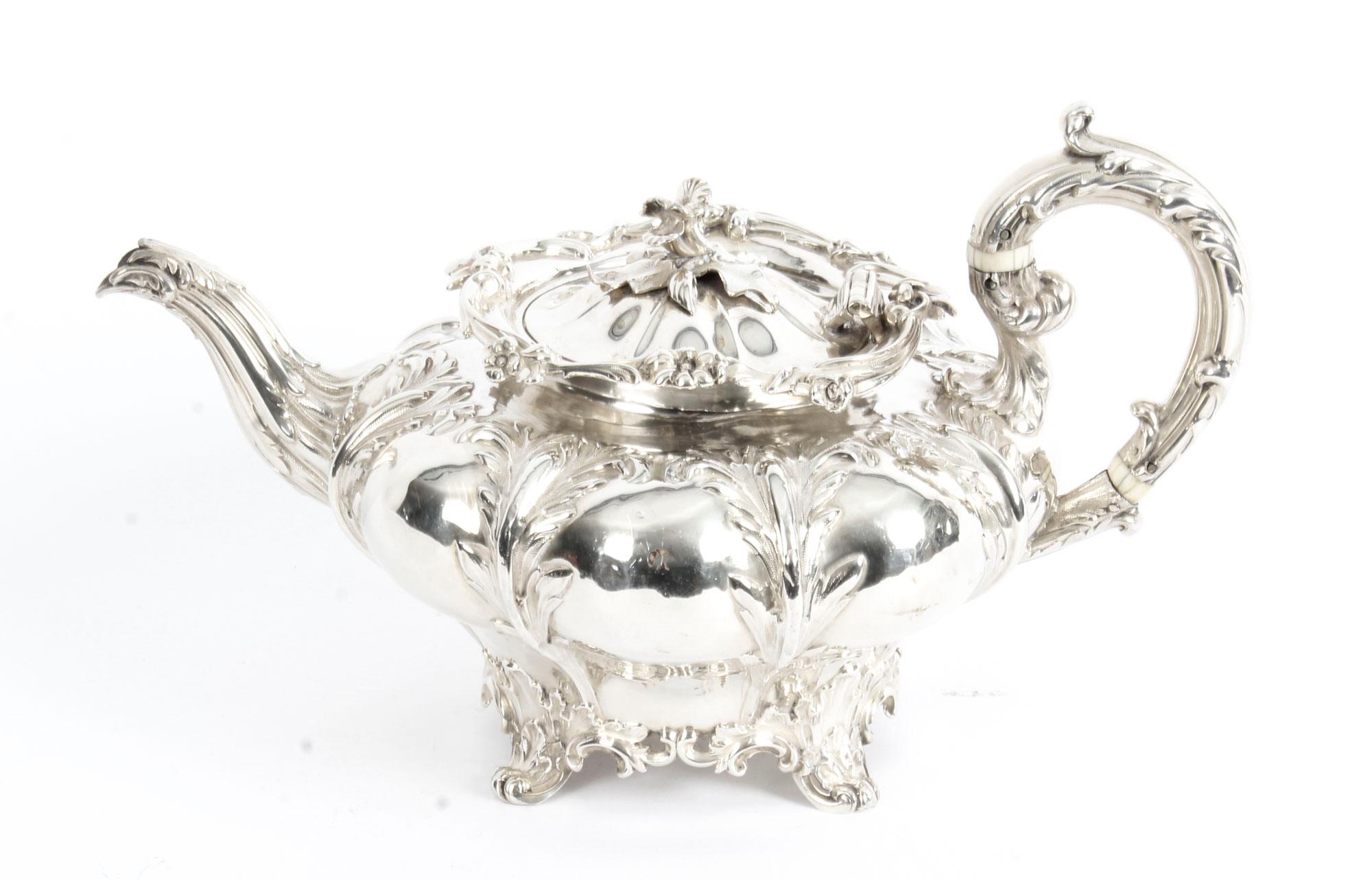 Antique English William IV Silver Tea Set Edward Bernard & Sons London 1833 7