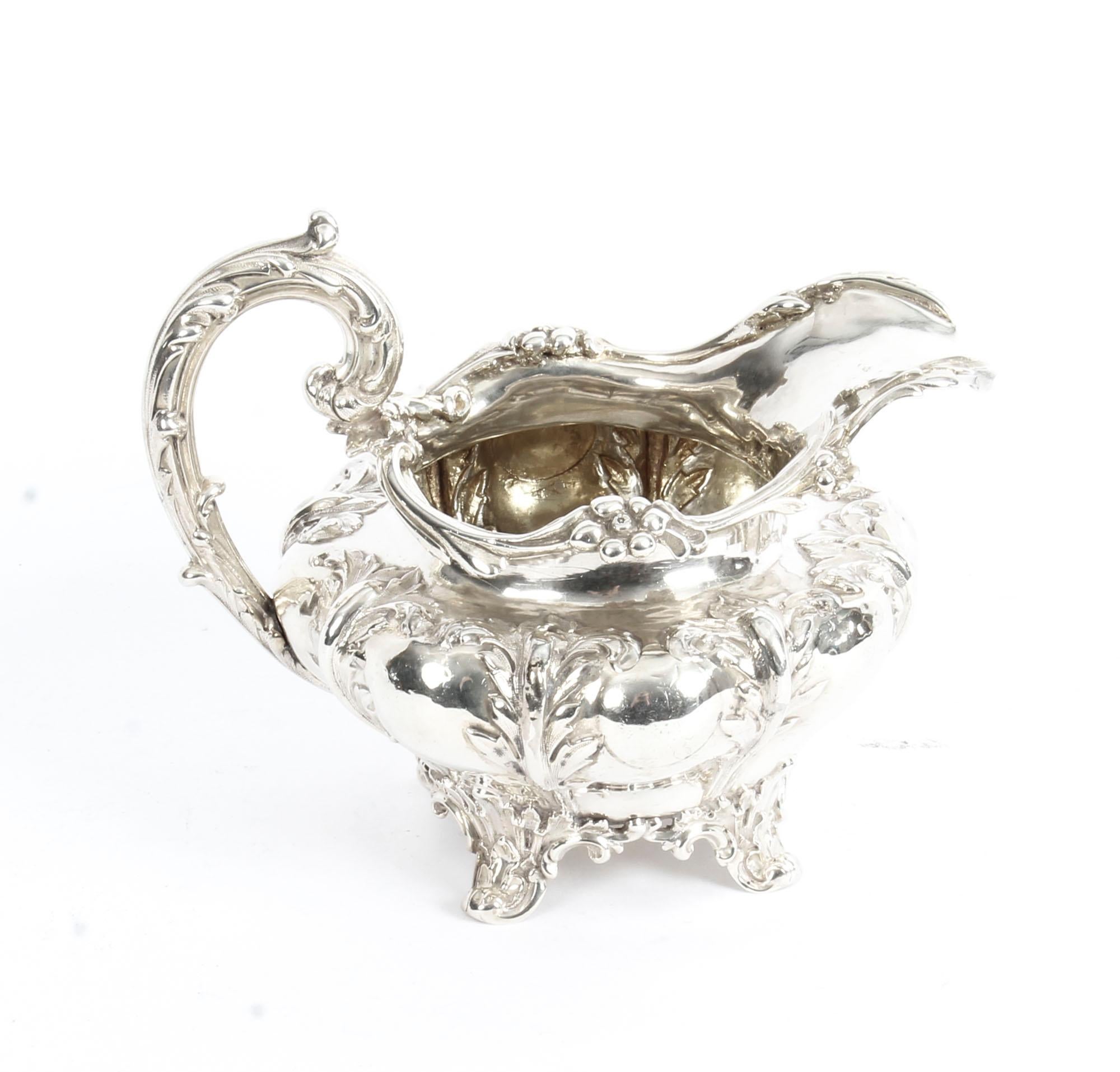 Mid-19th Century Antique English William IV Silver Tea Set Edward Bernard & Sons London 1833