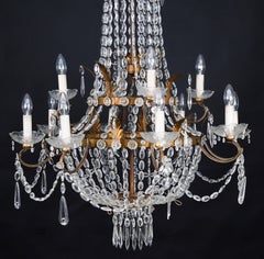 Antiguo candelabro inglés de cristal en cascada William IV Siglo XIX