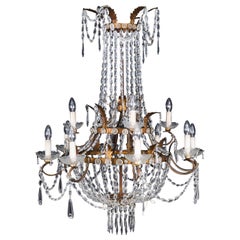 Antiguo candelabro inglés de cristal en cascada William IV Siglo XIX