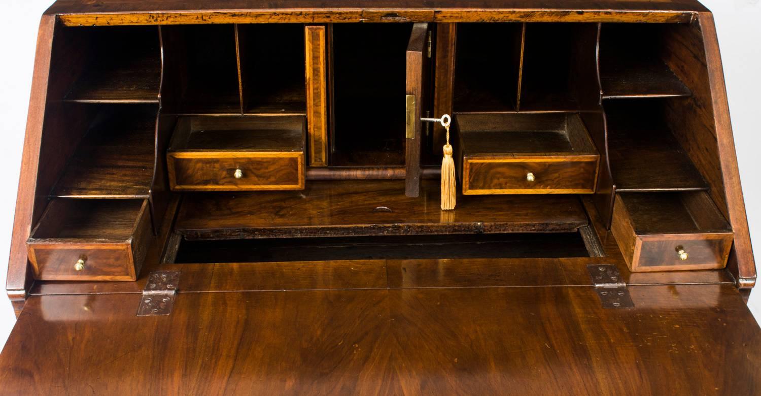 Antique English William & Mary Walnut and Feather Banded Bureau, 17th Century 11