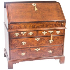 Antique English William & Mary Walnut and Feather Banded Bureau, 17th Century