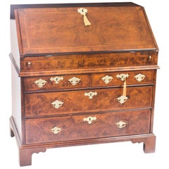 Antique English William & Mary Walnut and Feather Banded Bureau, 17th Century