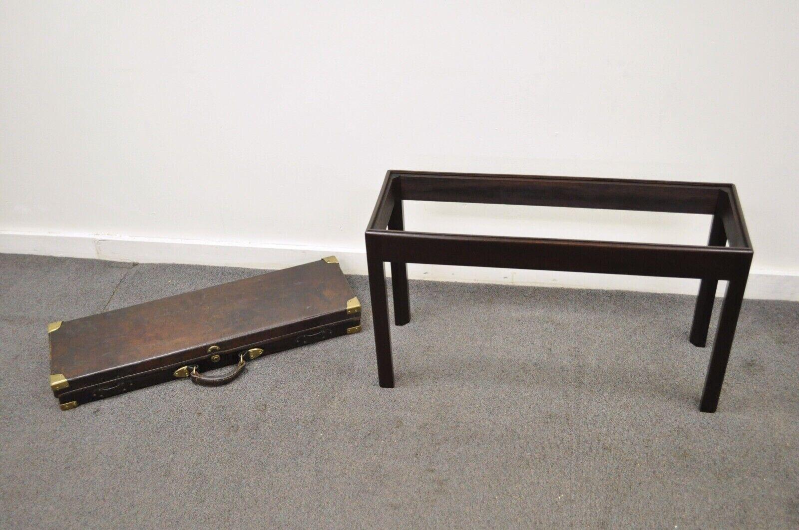 Antique English William Powell & Sons Leather Brass Rifle Case on Mahogany Stand 3