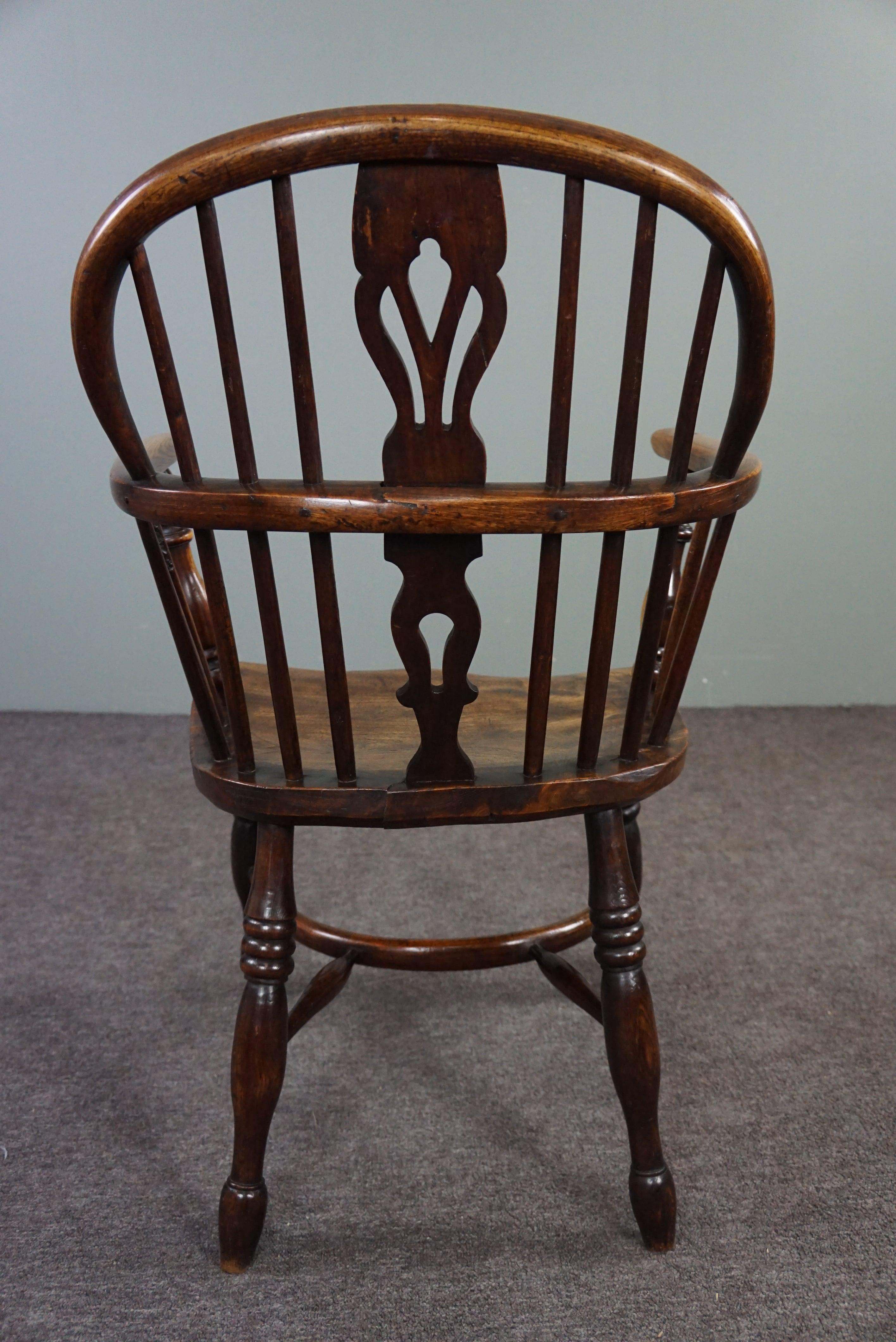 Antique English Windsor Armchair/ armchair, low back, 18th century In Good Condition For Sale In Harderwijk, NL