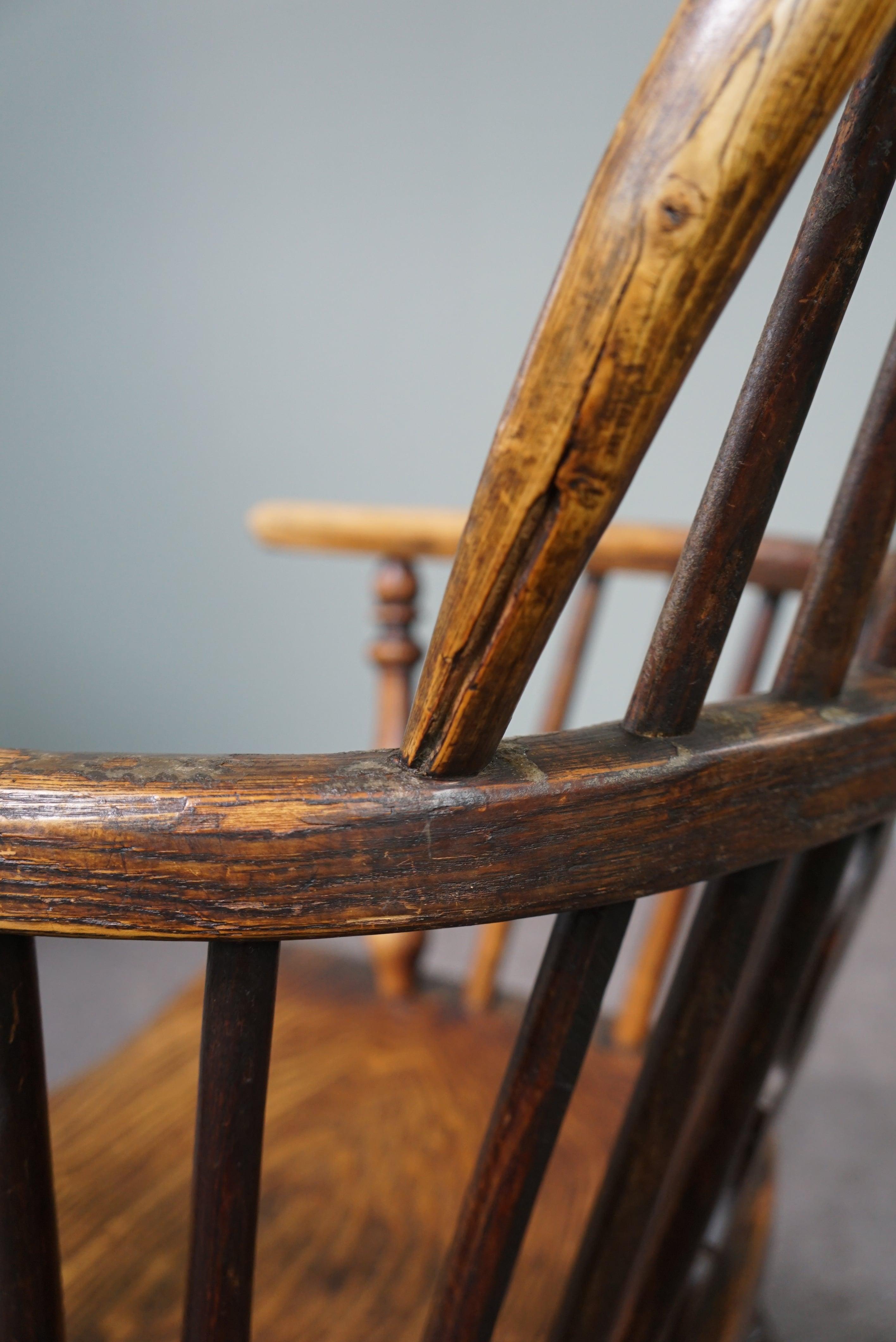 Ancienne chaise/chaise Windsor anglaise, dossier bas, 18e siècle en vente 3