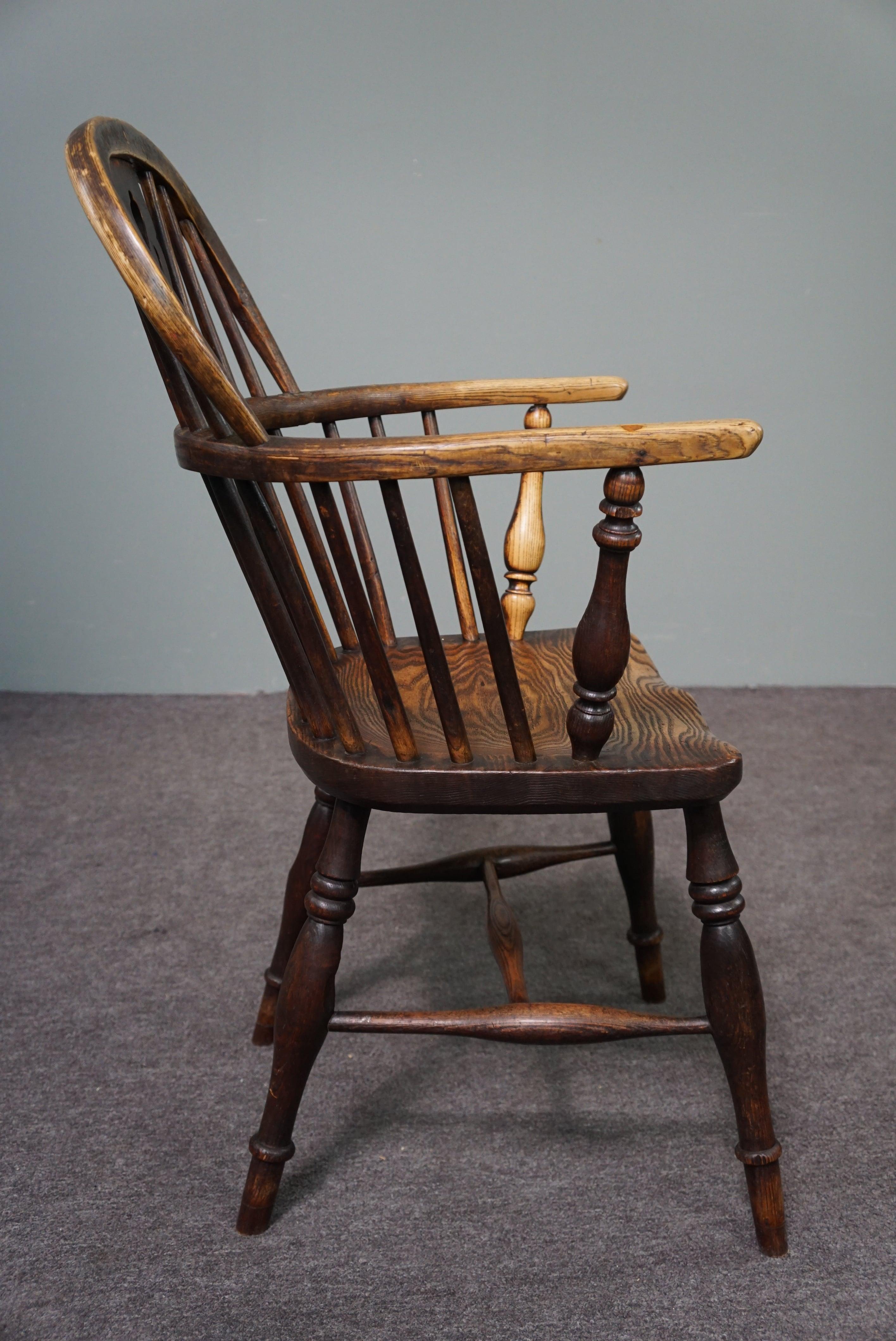 Anglais Ancienne chaise/chaise Windsor anglaise, dossier bas, 18e siècle en vente