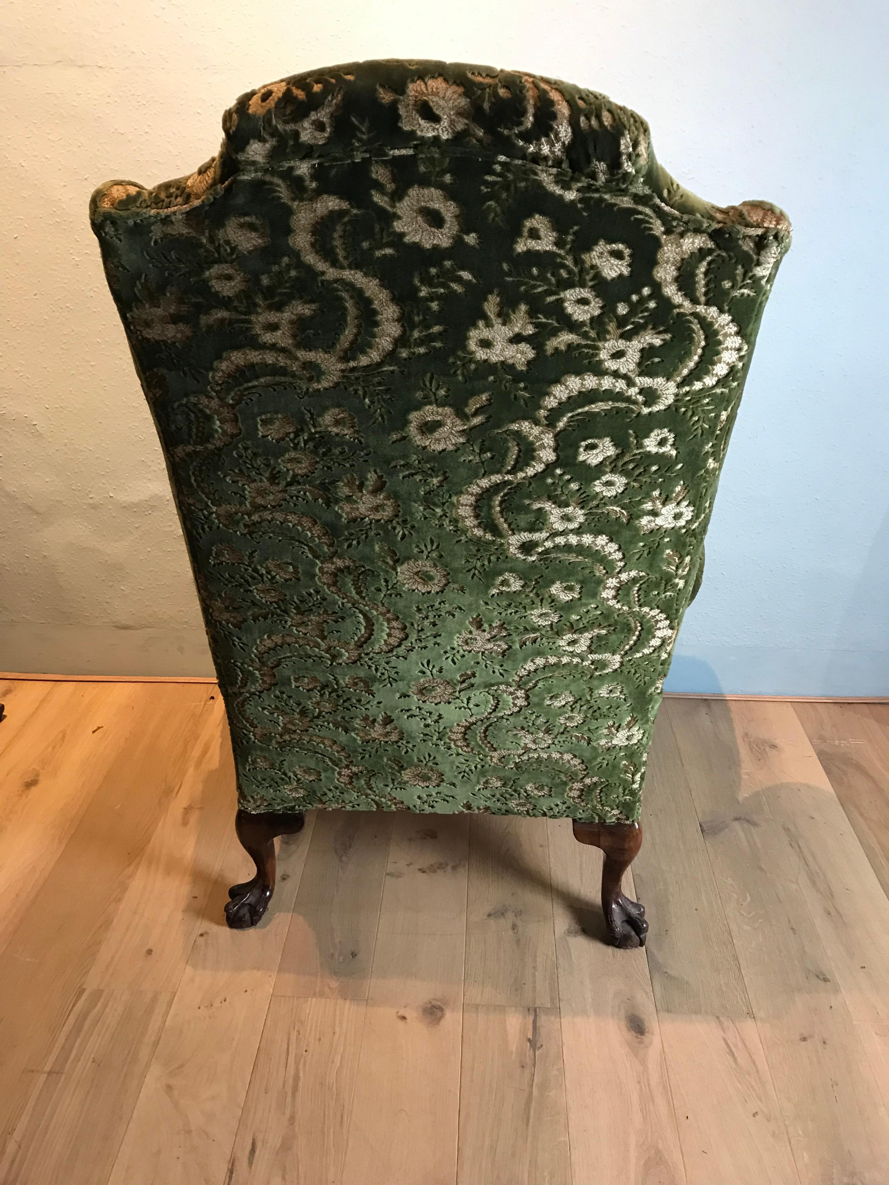 Wing Armchair in the Queen Anne Style In Good Condition For Sale In Sherborne, GB