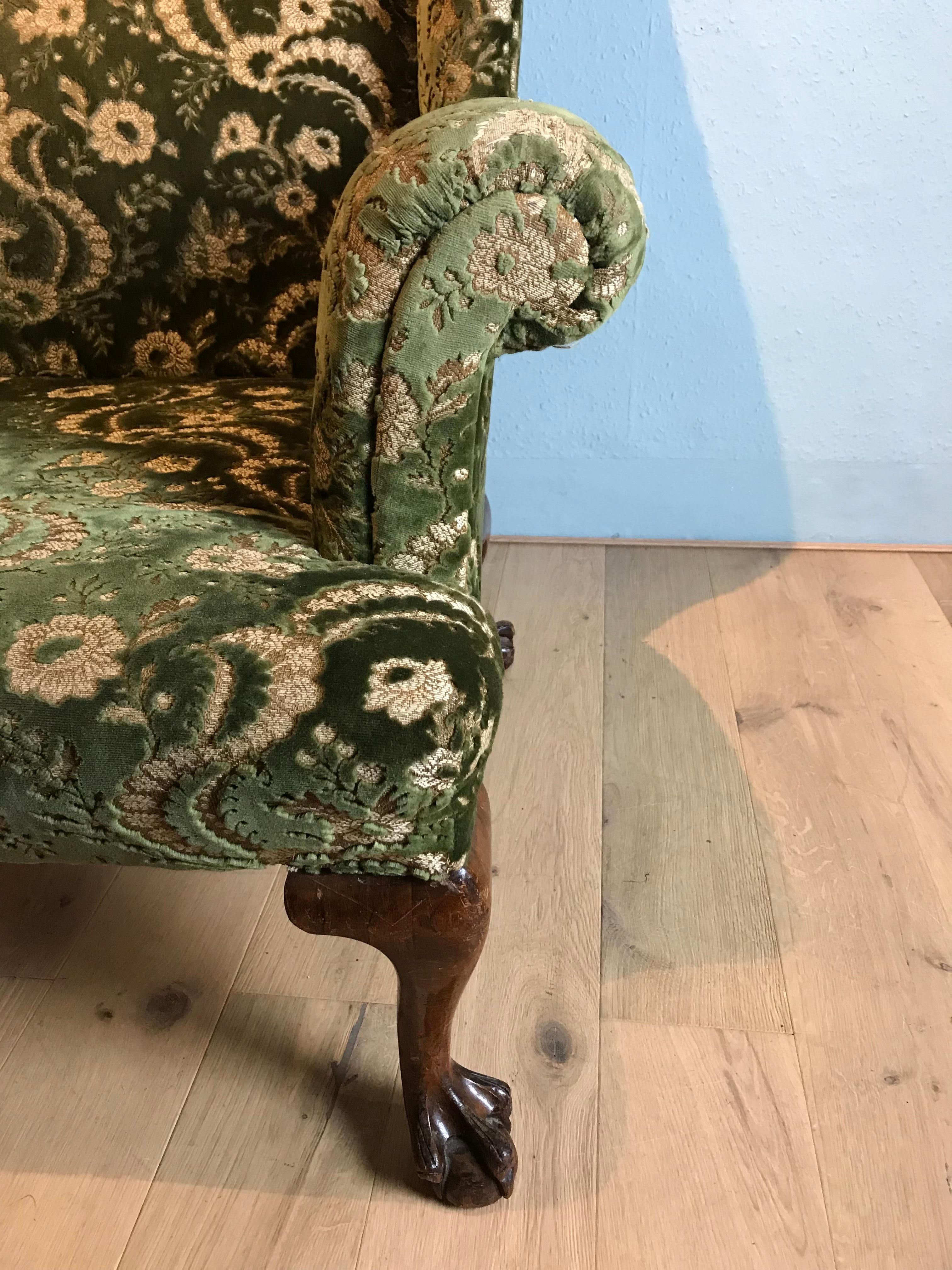 Early 20th Century Wing Armchair in the Queen Anne Style For Sale