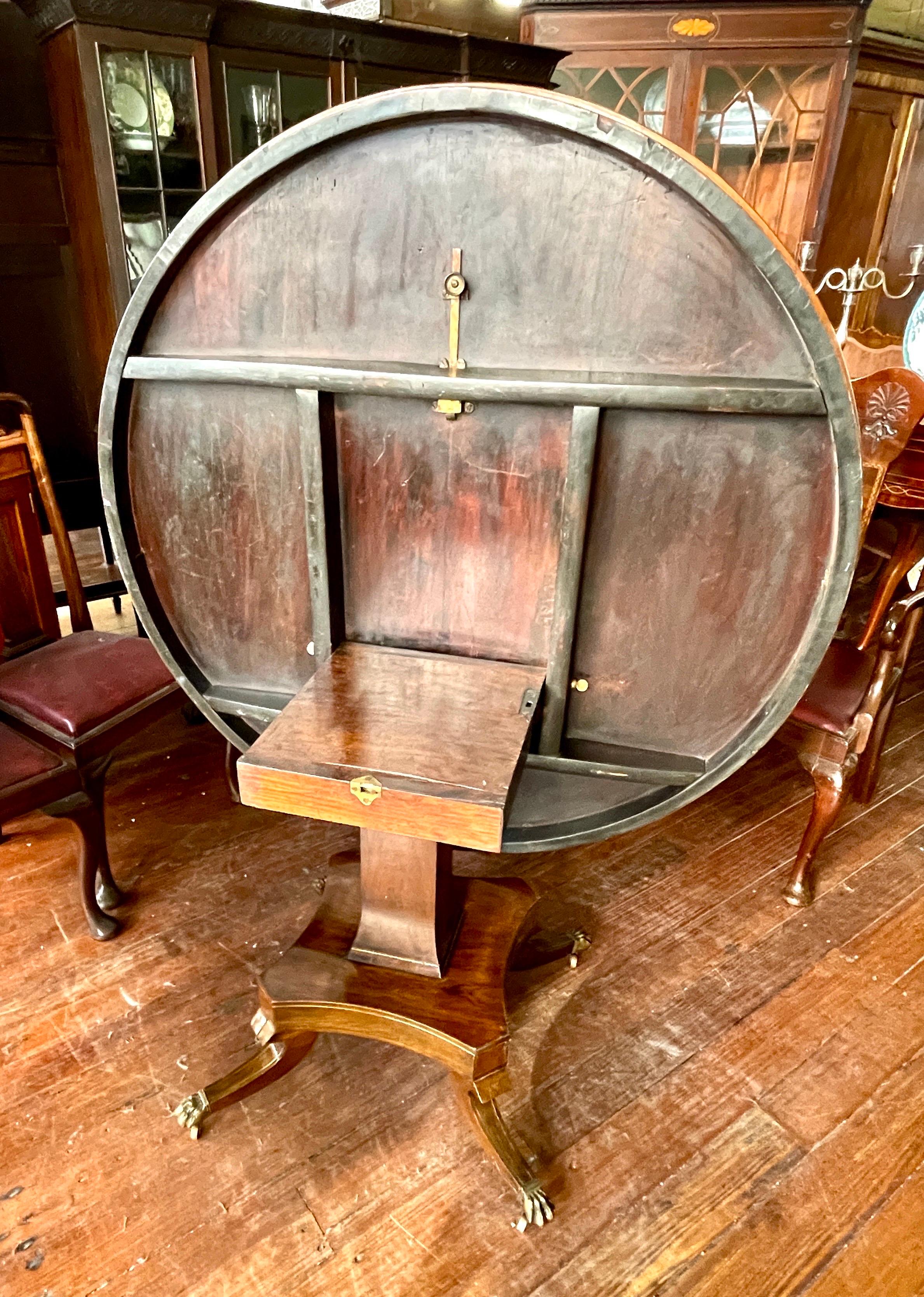 Hand-Crafted Antique English WM IV Regency Brass Inlaid Rosewood Center or Dining Table For Sale