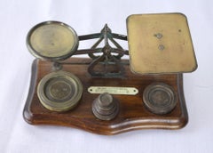 Antique English Wood and Brass Postal Scale