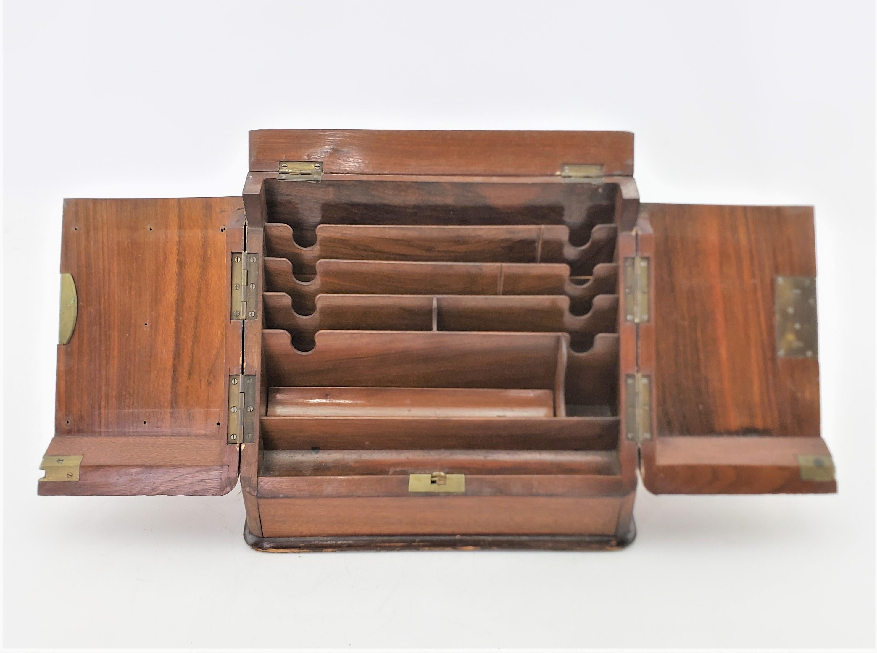 Antique English Wood & Brass Travelling Lap Desk and Document Box For Sale 1