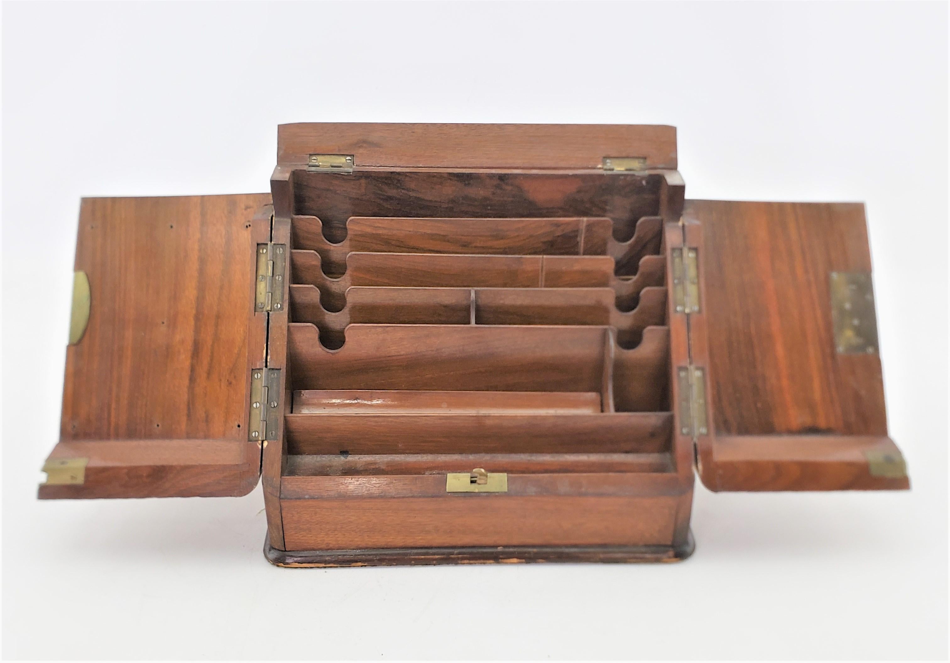 Antique English Wood & Brass Travelling Lap Desk and Document Box For Sale 2