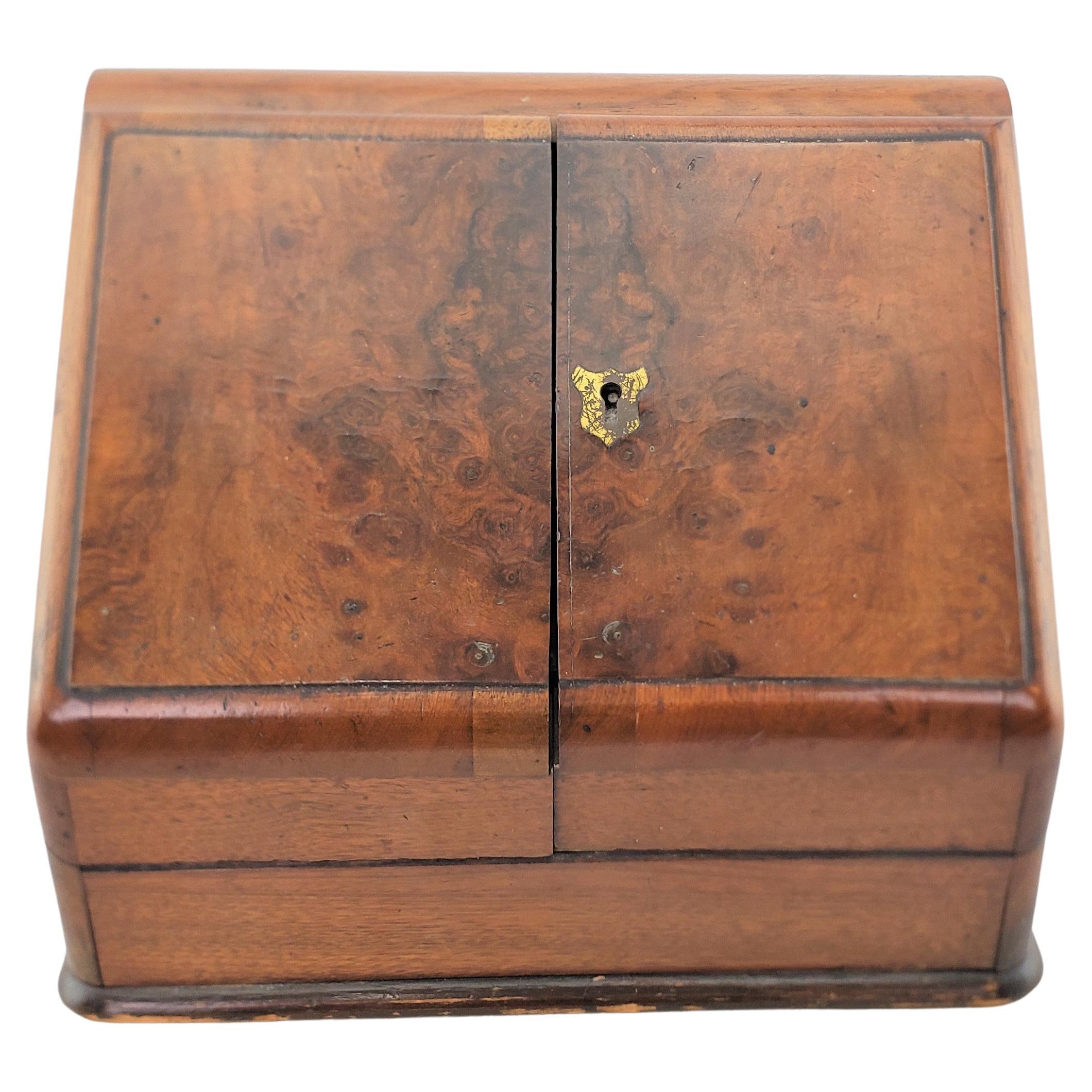 Antique English Wood & Brass Travelling Lap Desk and Document Box For Sale