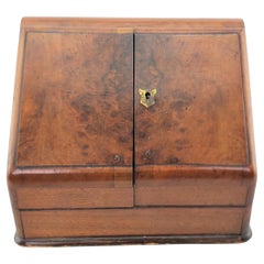 Antique English Wood & Brass Travelling Lap Desk and Document Box
