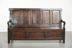 Antique English wooden bench / hall bench from the early 18th century