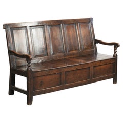 Antique English wooden bench / hall bench from the early 18th century