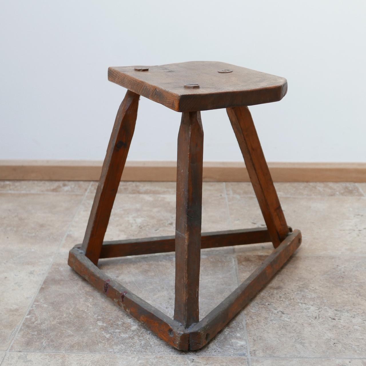 British Antique English Wooden Cutler's Stool or Side Table 'No.1'