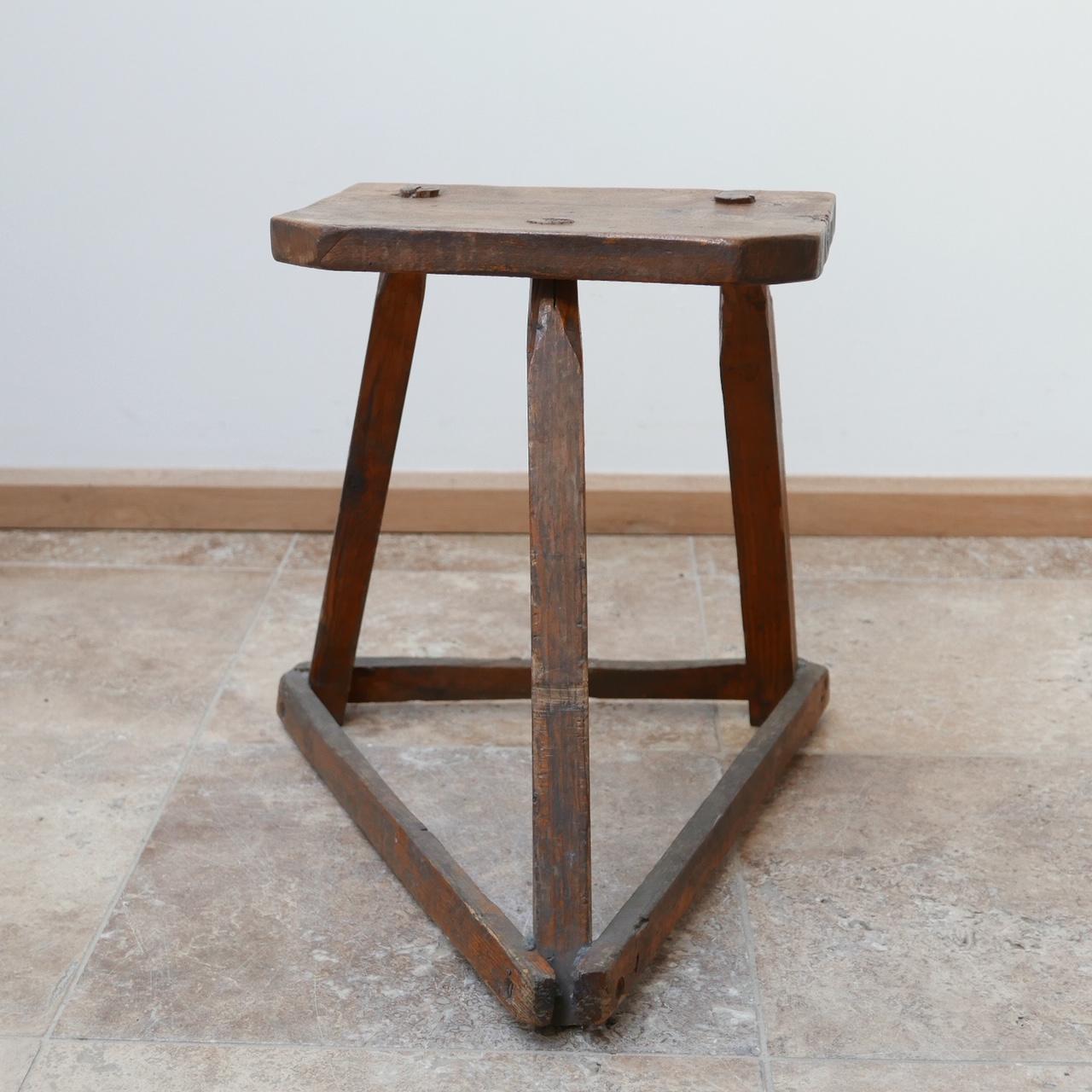 19th Century Antique English Wooden Cutler's Stool or Side Table 'No.1'