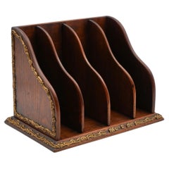 ANTIQUE ENGLISH WOODEN GILTED DESK CLERKS LETTER RACK ORGANiSER