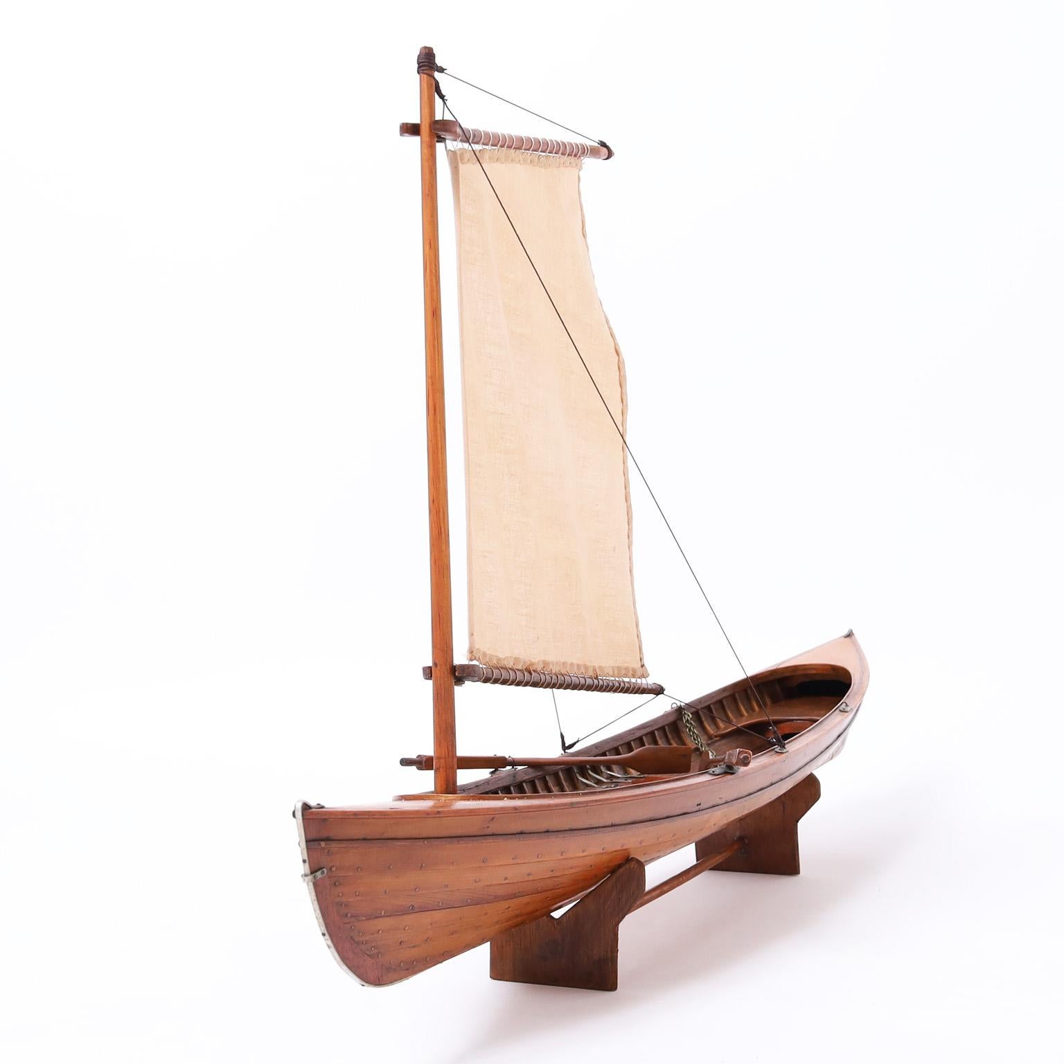 Antikes englisches Skiff-Modell aus Holz (Edwardian) im Angebot