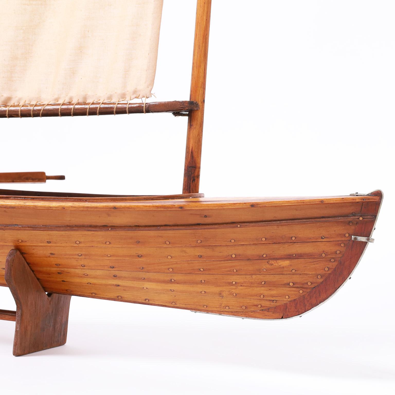 20th Century Antique English Wooden Skiff Model