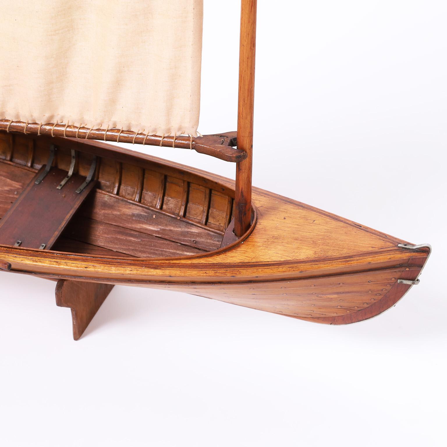 Antique English Wooden Skiff Model For Sale 1