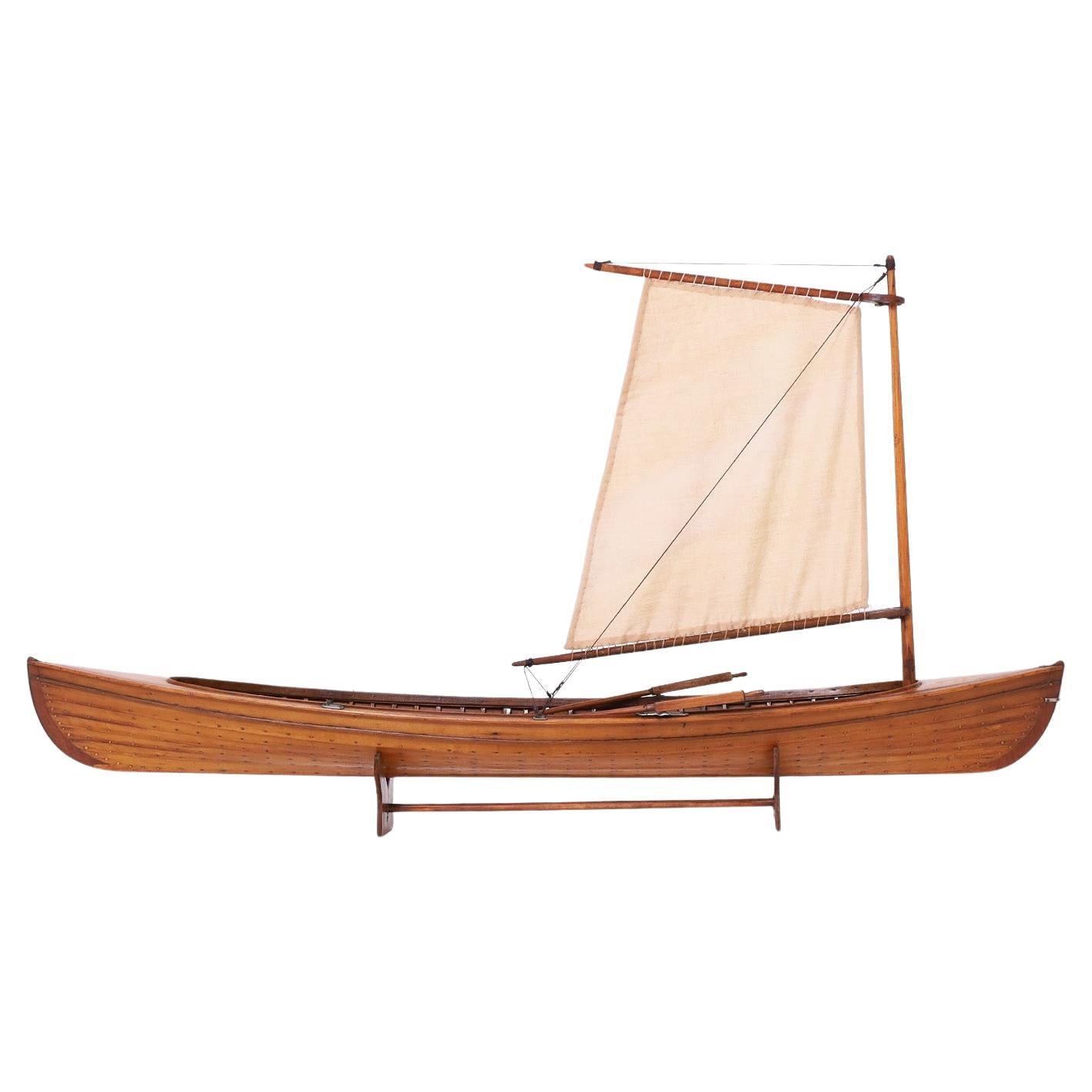 Antique English Wooden Skiff Model For Sale