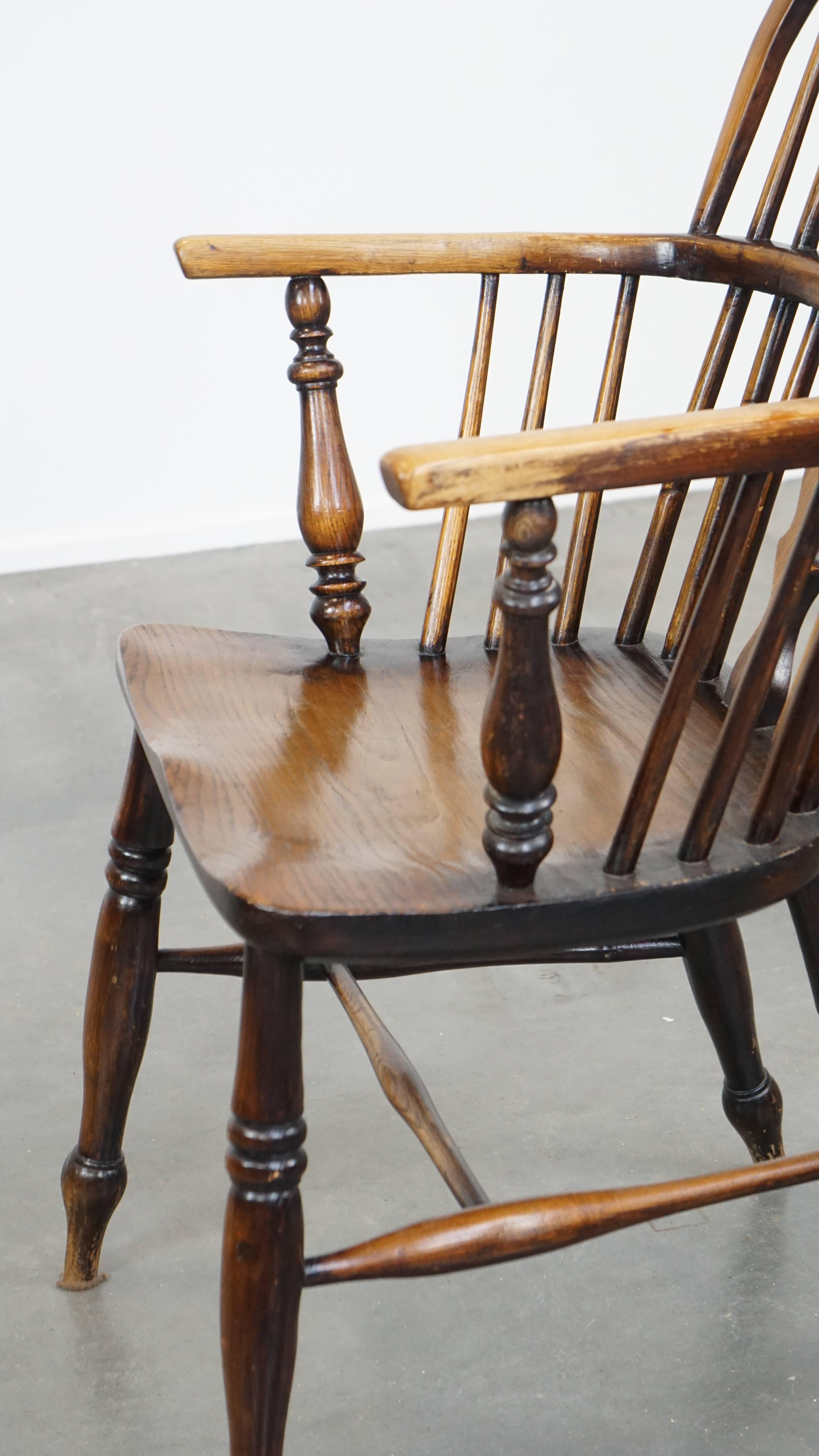 Antiker englischer Windsor-Esszimmer-/Beistellstuhl aus Holz im Angebot 6